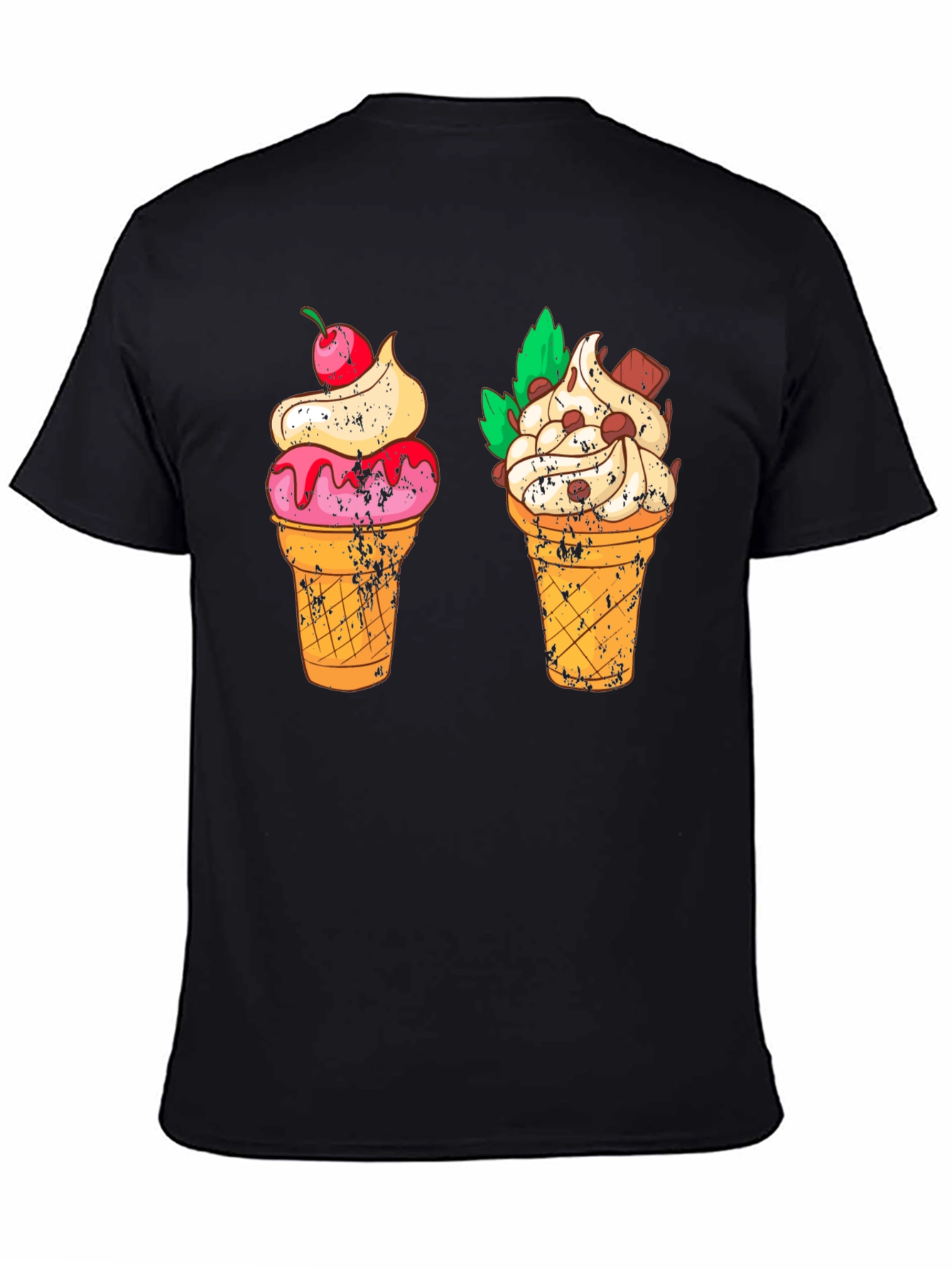 Ice Cream Cone Graphic Tee - Black T-Shirt