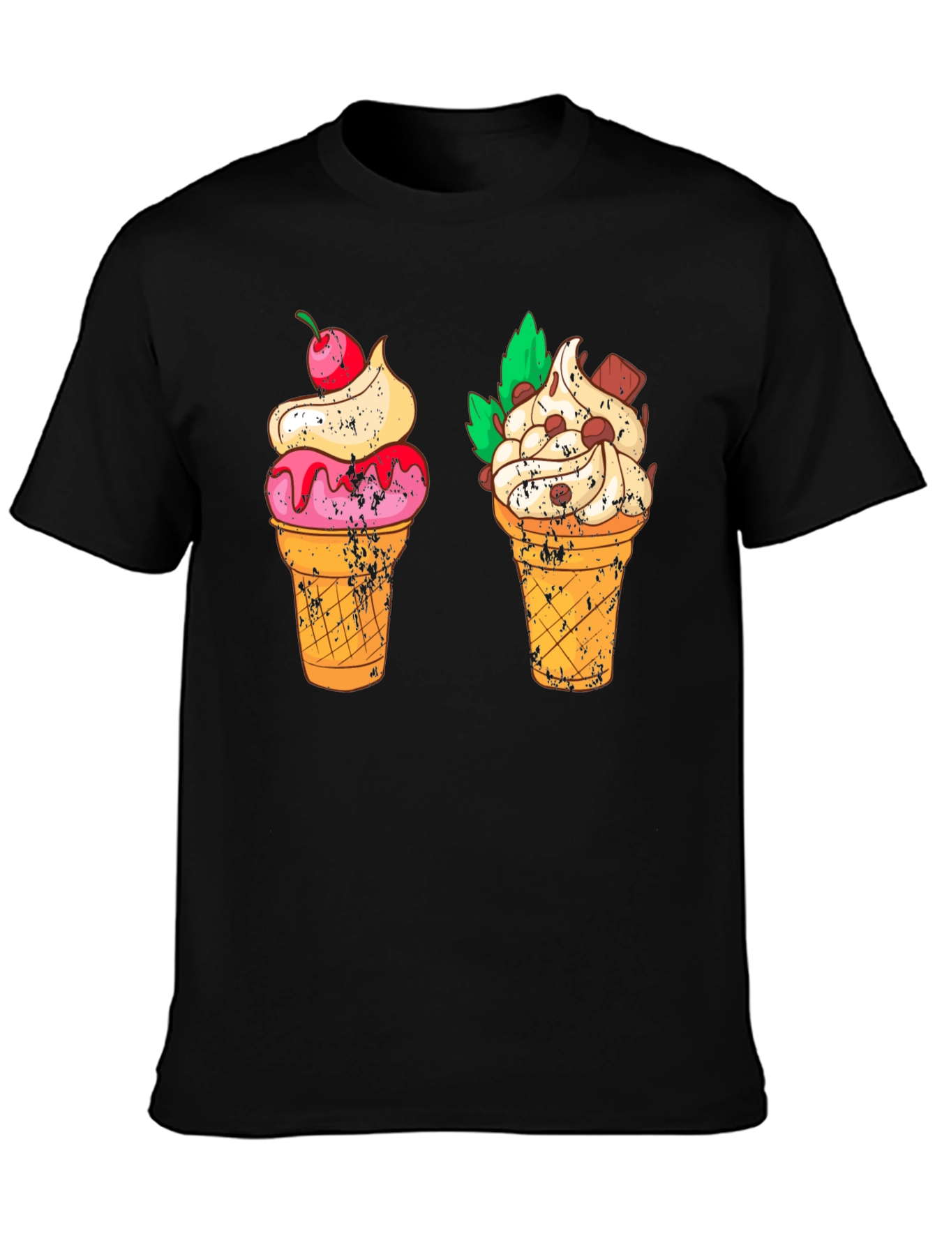 Ice Cream Cone Graphic Tee - Black T-Shirt