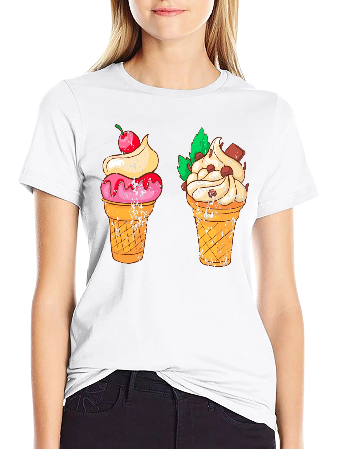 Ice Cream Cone Graphic Tee - Black T-Shirt