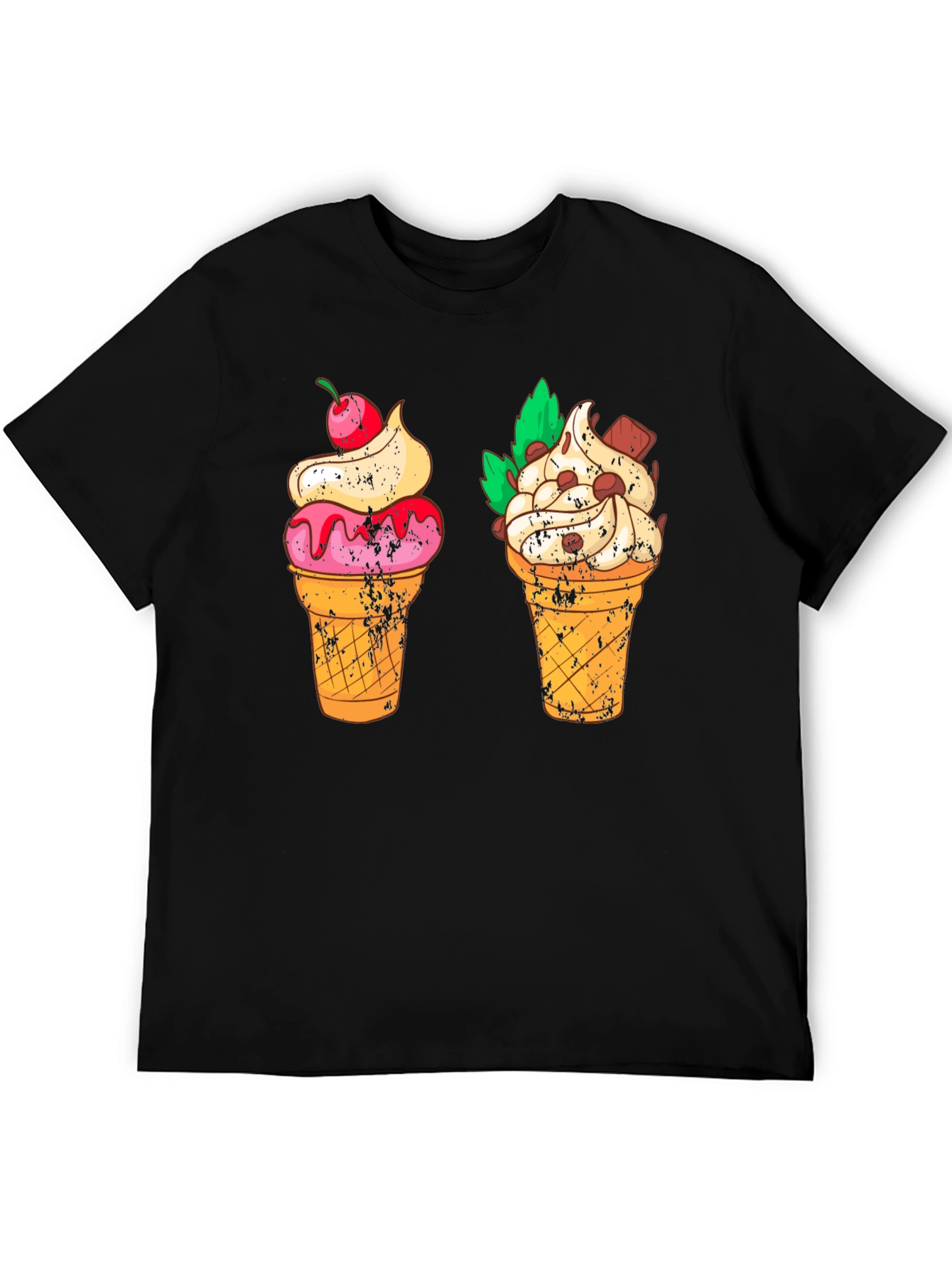 Ice Cream Cone Graphic Tee - Black T-Shirt