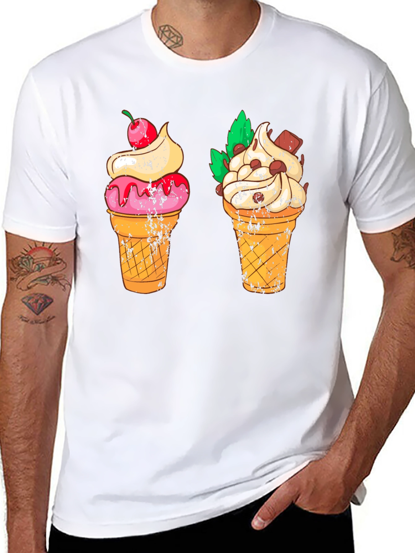Ice Cream Cone Graphic Tee - Black T-Shirt