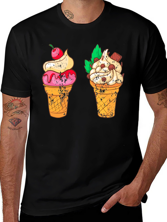 Ice Cream Cone Graphic Tee - Black T-Shirt