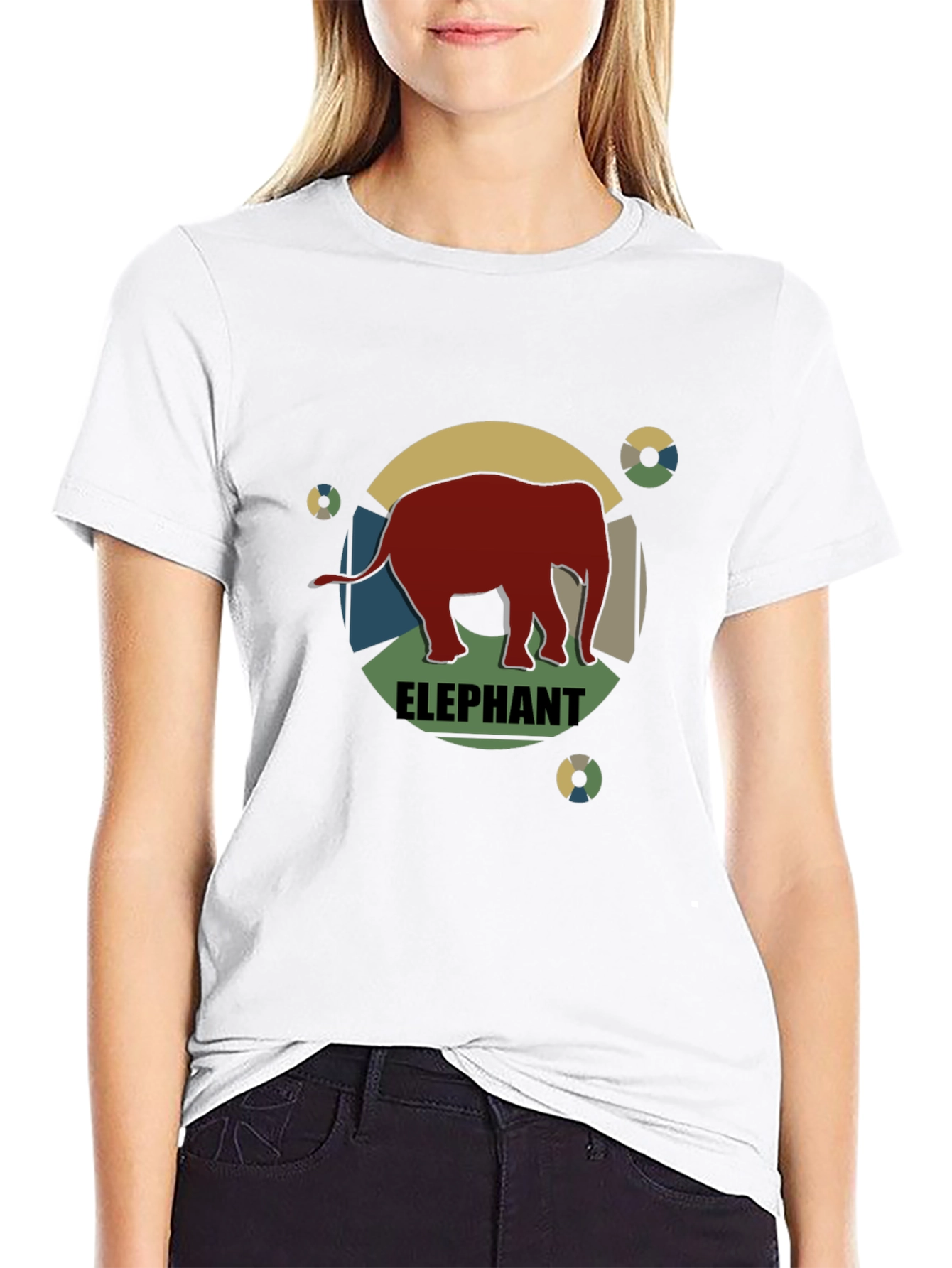 Retro Elephant Graphic Tee - Mens Black T-Shirt