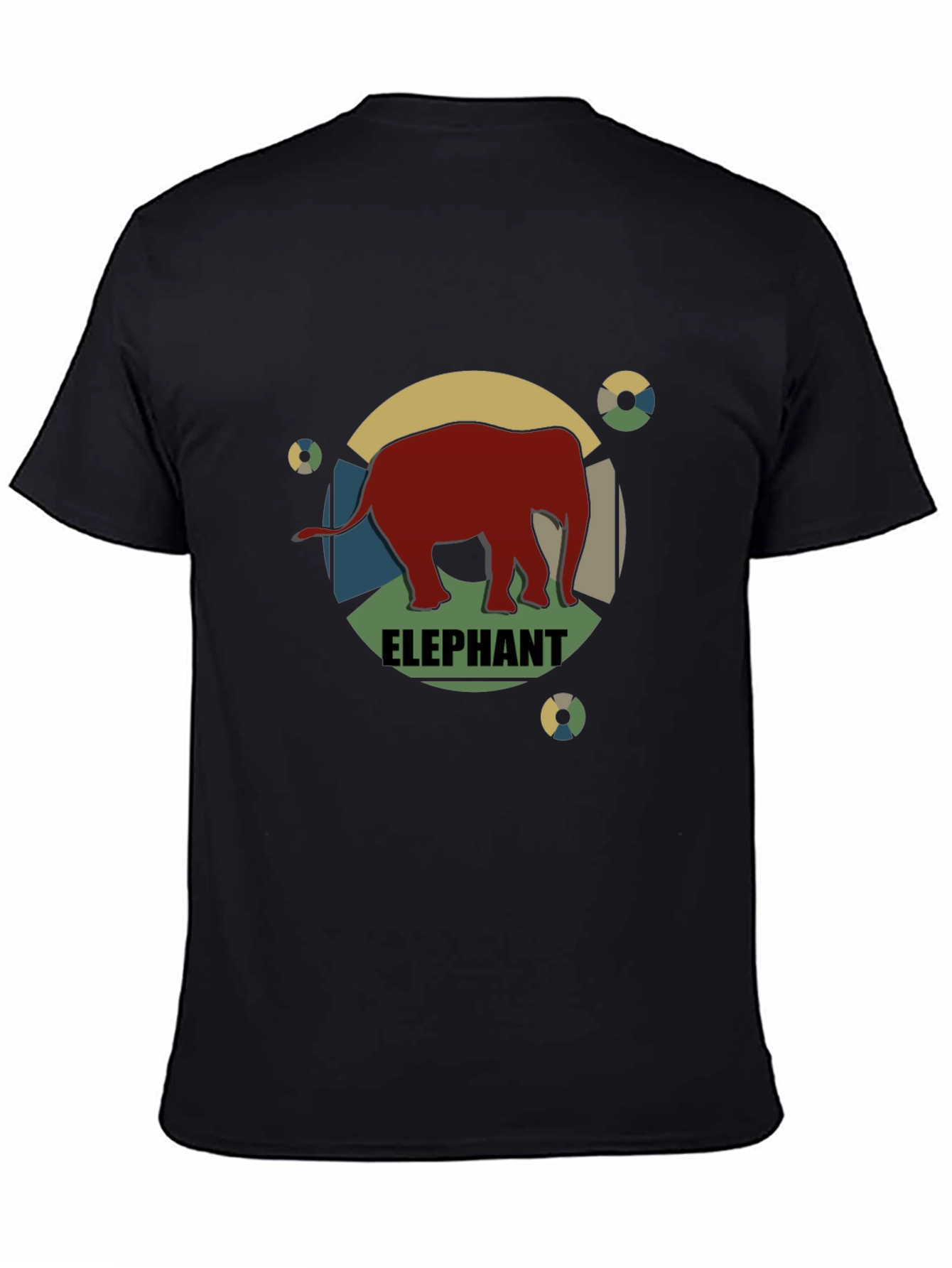 Retro Elephant Graphic Tee - Mens Black T-Shirt