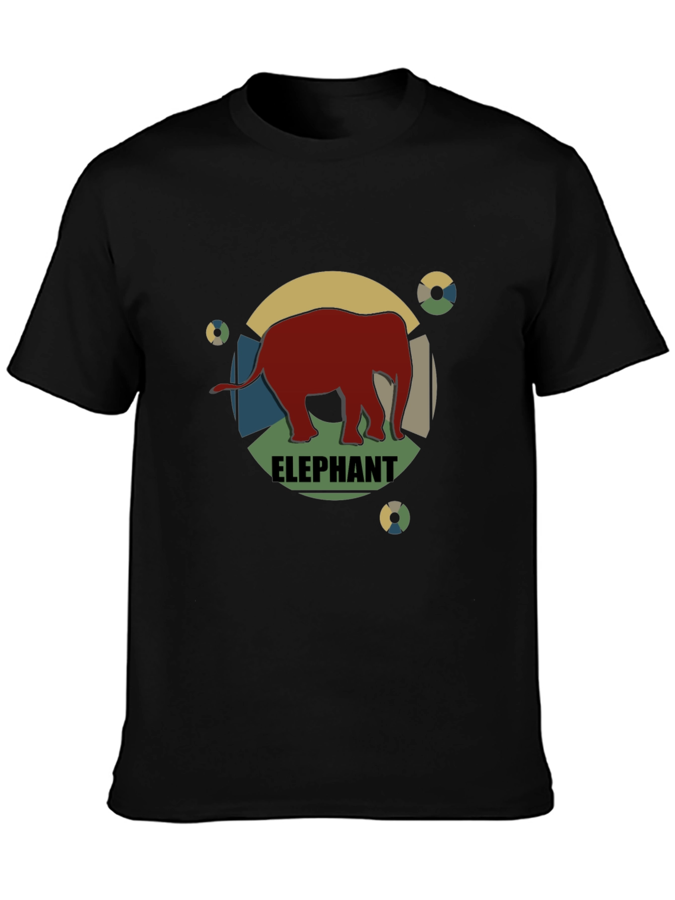 Retro Elephant Graphic Tee - Mens Black T-Shirt