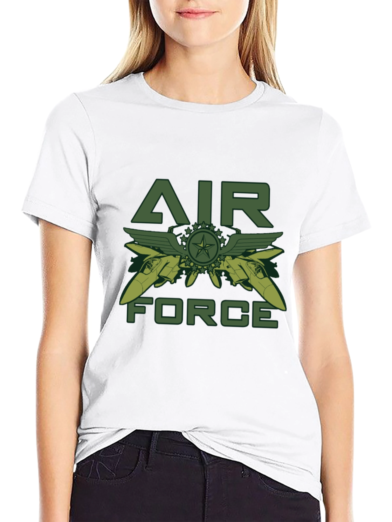 Air Force Graphic Print Black T-Shirt