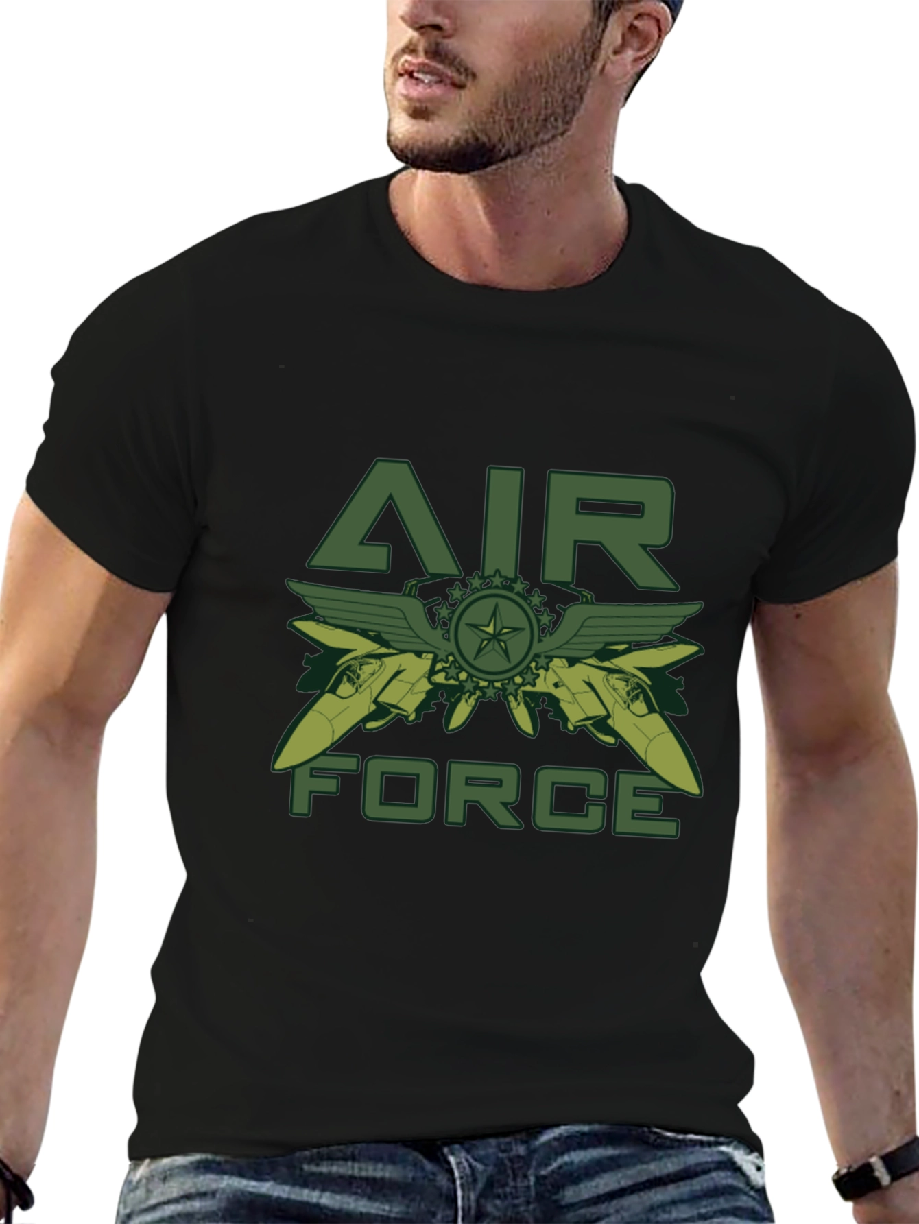 Air Force Graphic Print Black T-Shirt