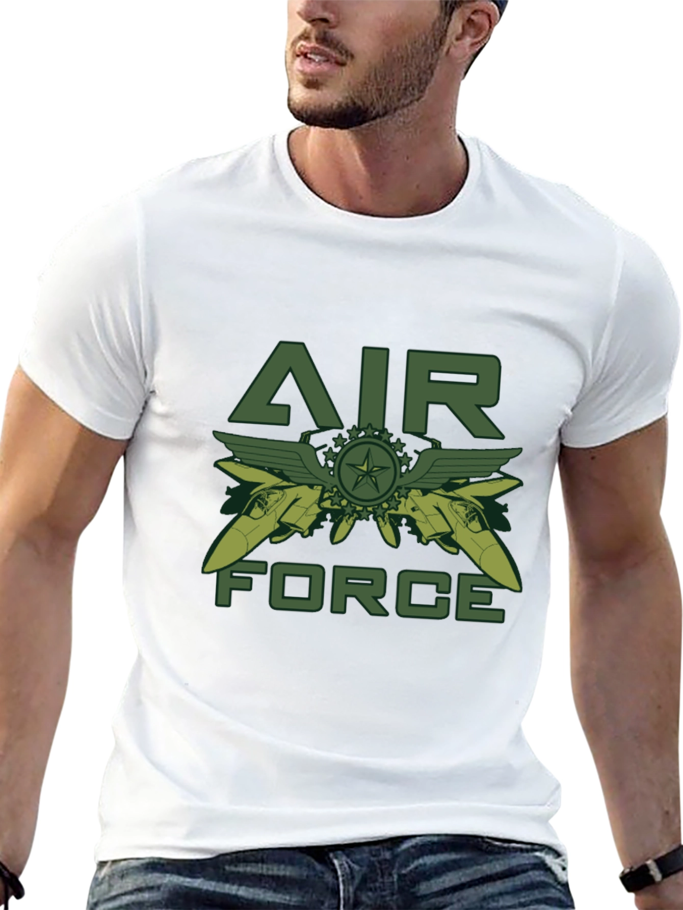 Air Force Graphic Print Black T-Shirt