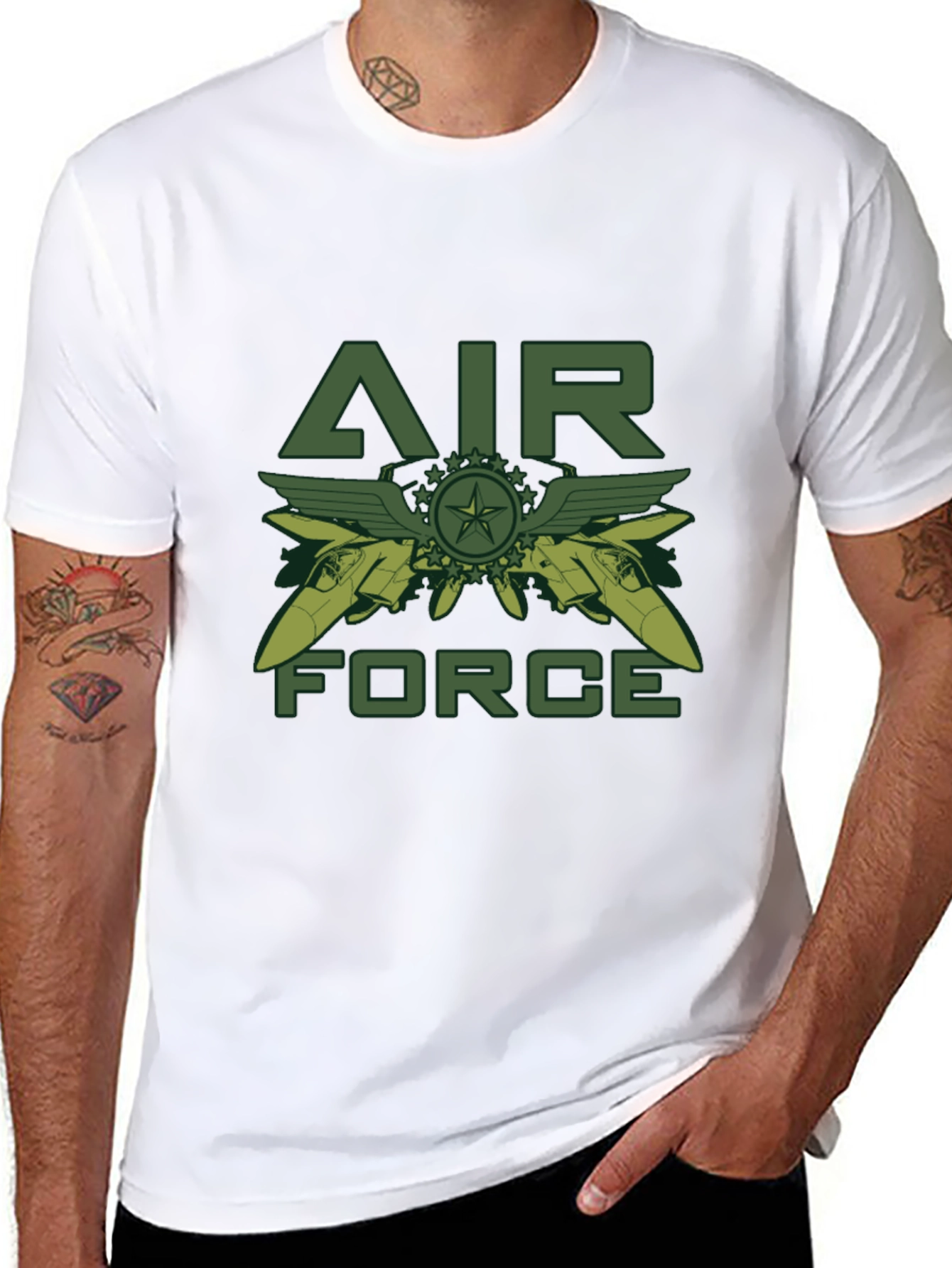 Air Force Graphic Print Black T-Shirt