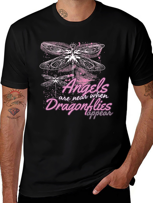 Angels & Dragonflies Graphic T-Shirt - Black