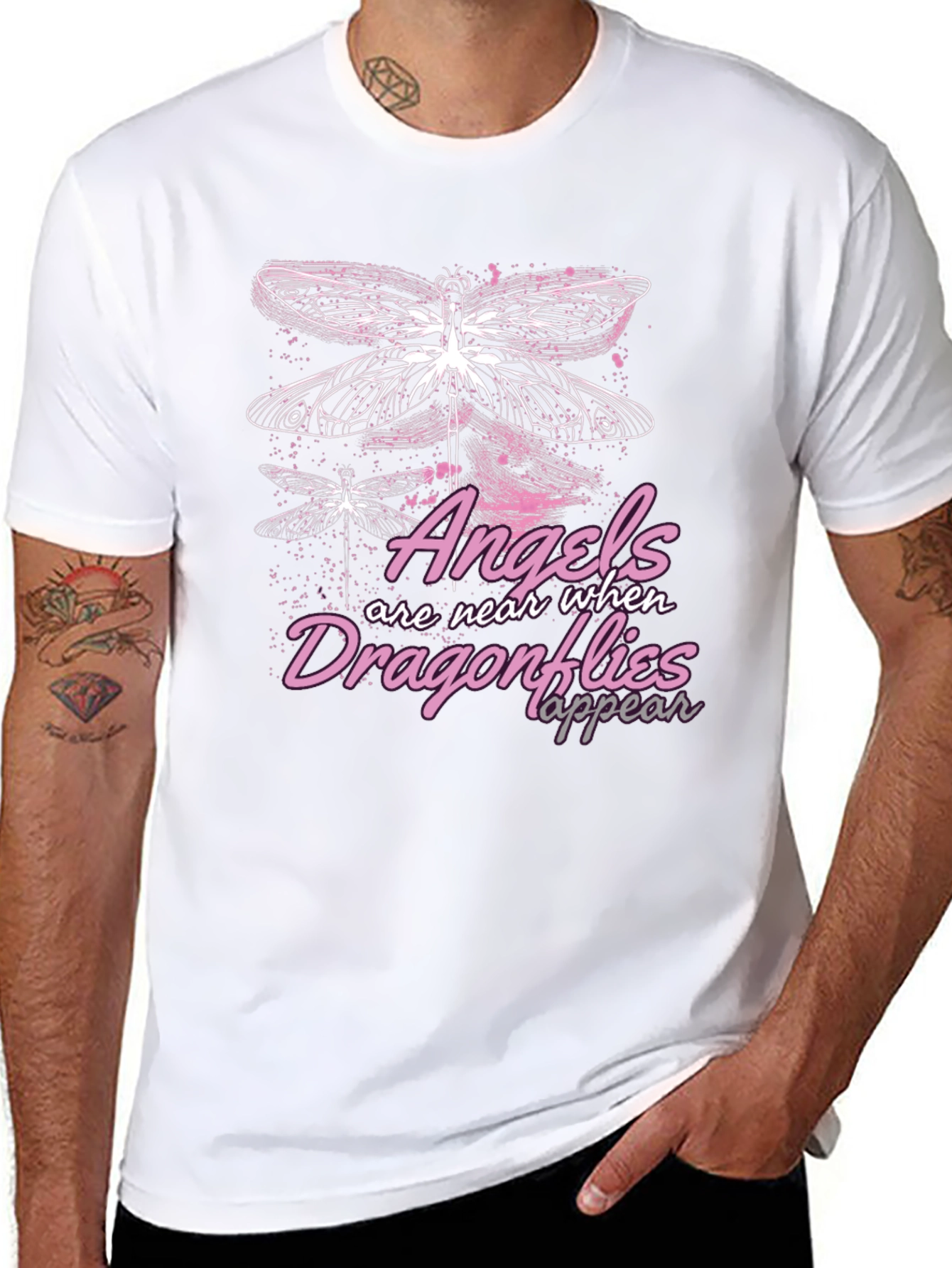Angels & Dragonflies Graphic T-Shirt - Black