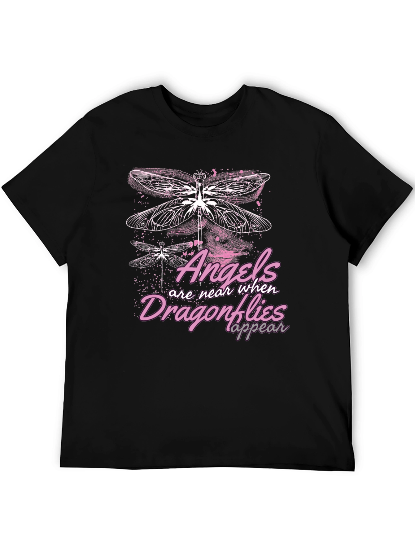Angels & Dragonflies Graphic T-Shirt - Black