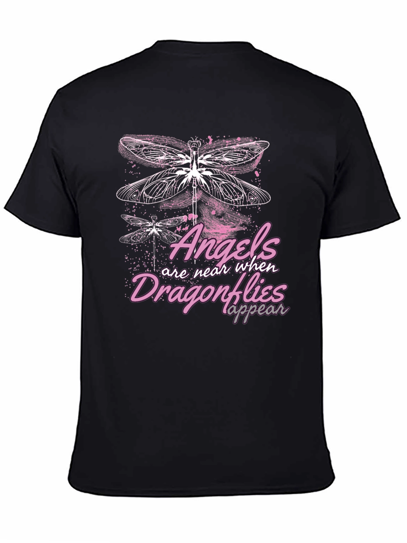 Angels & Dragonflies Graphic T-Shirt - Black