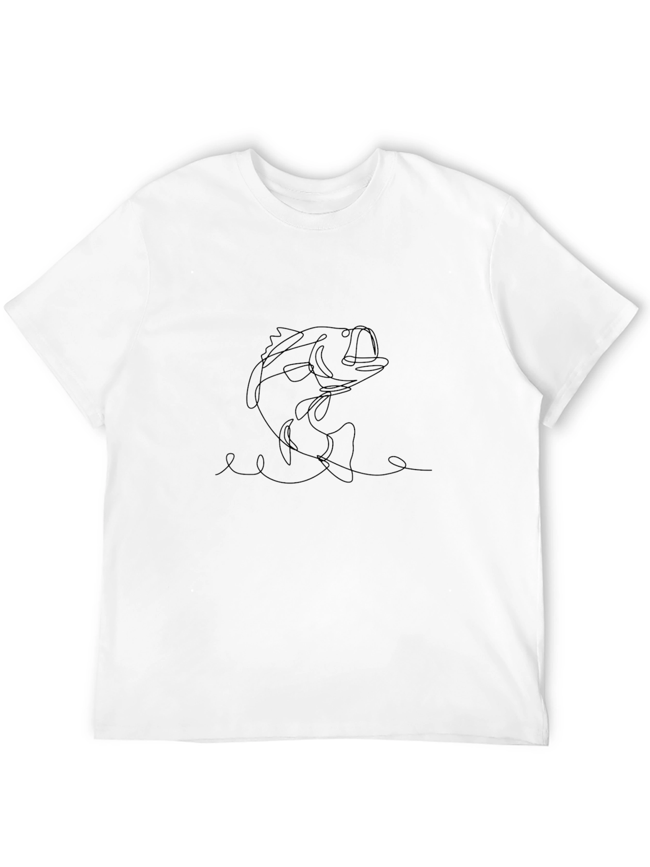 Bass Fishing Line Art Graphic Tee - Black