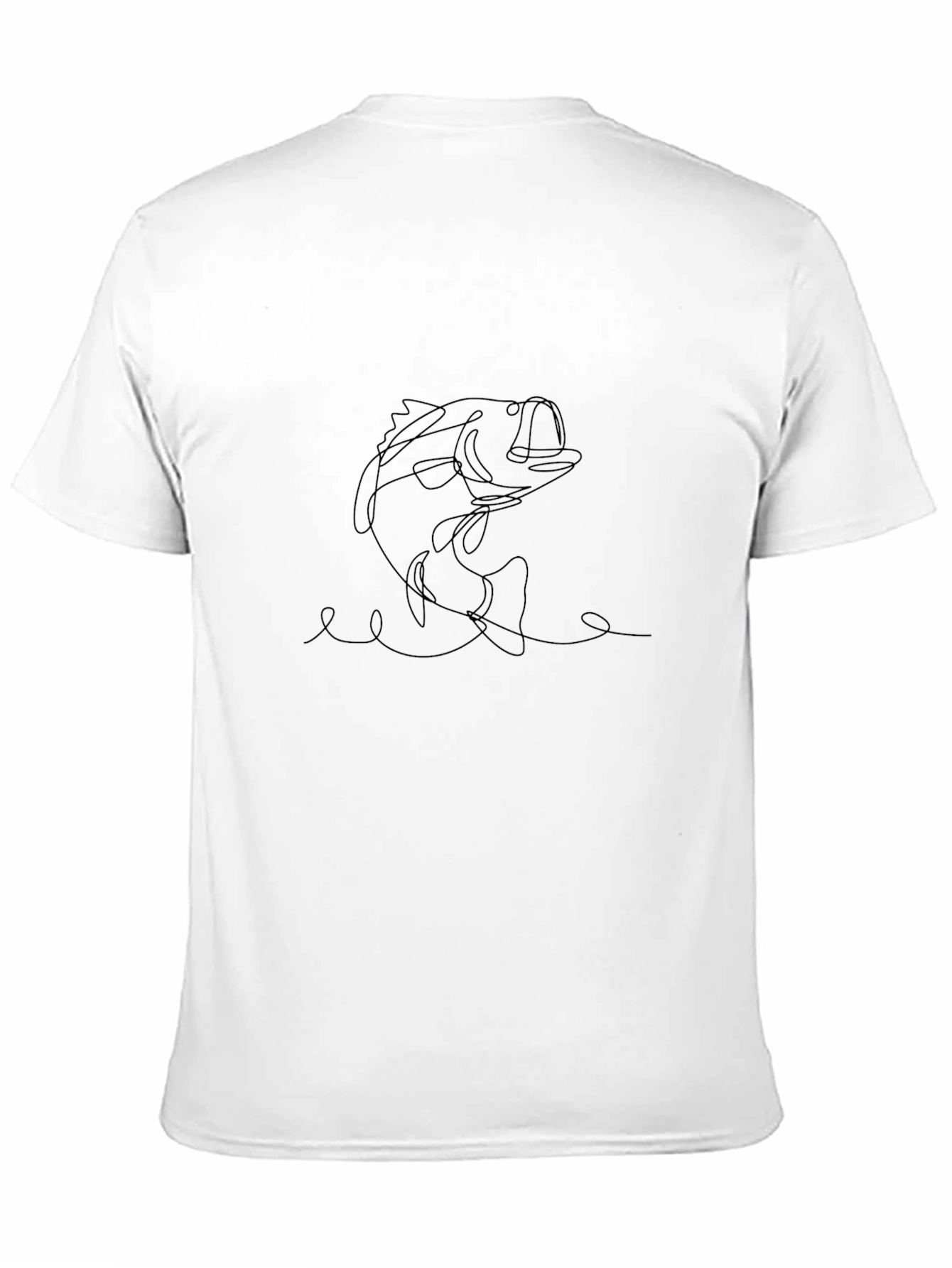 Bass Fishing Line Art Graphic Tee - Black