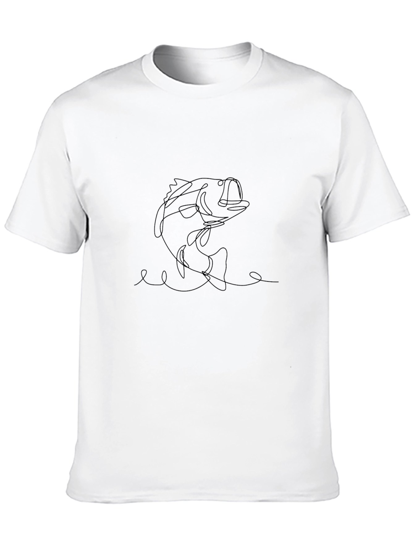 Bass Fishing Line Art Graphic Tee - Black