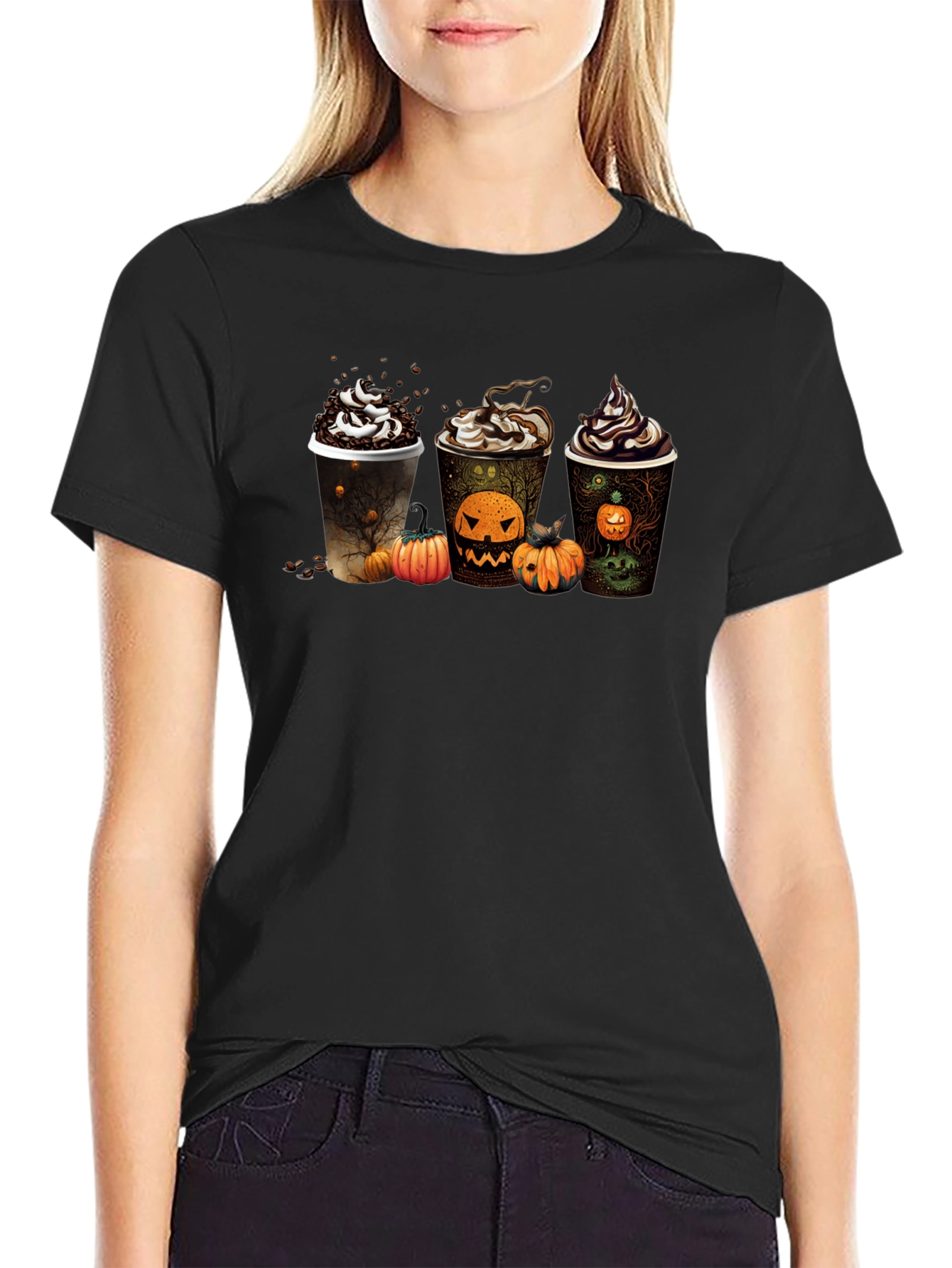 Halloween Coffee Black T-Shirt