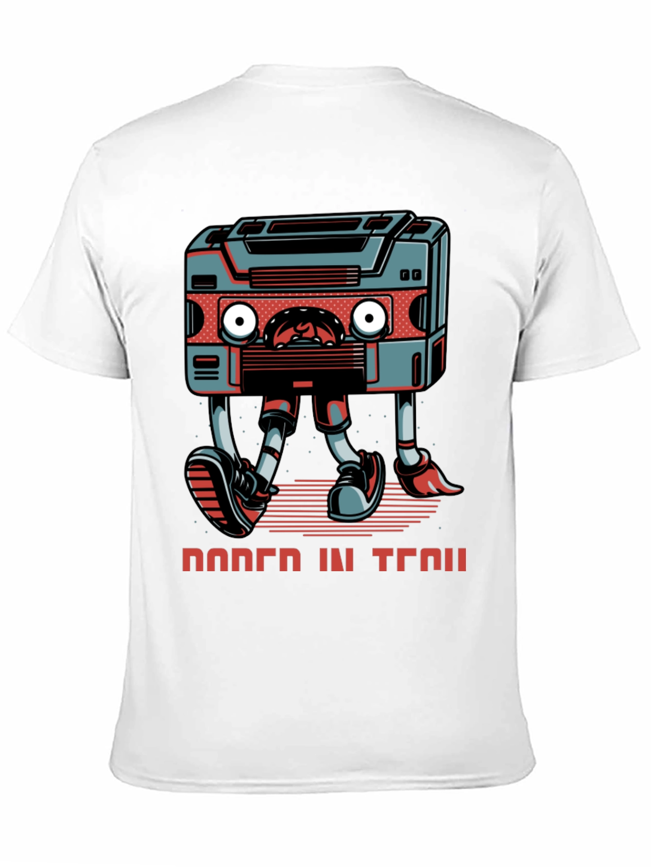 Retro Cassette Player Walking Graphic Tee