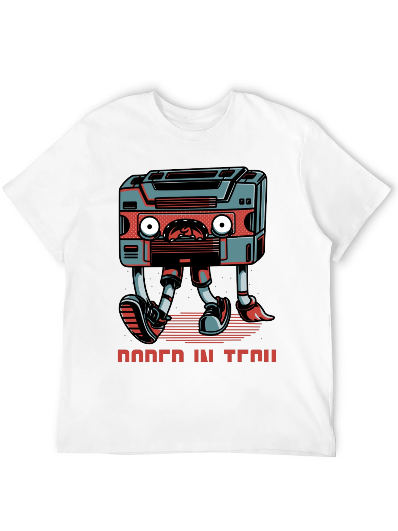 Retro Cassette Player Walking Graphic Tee