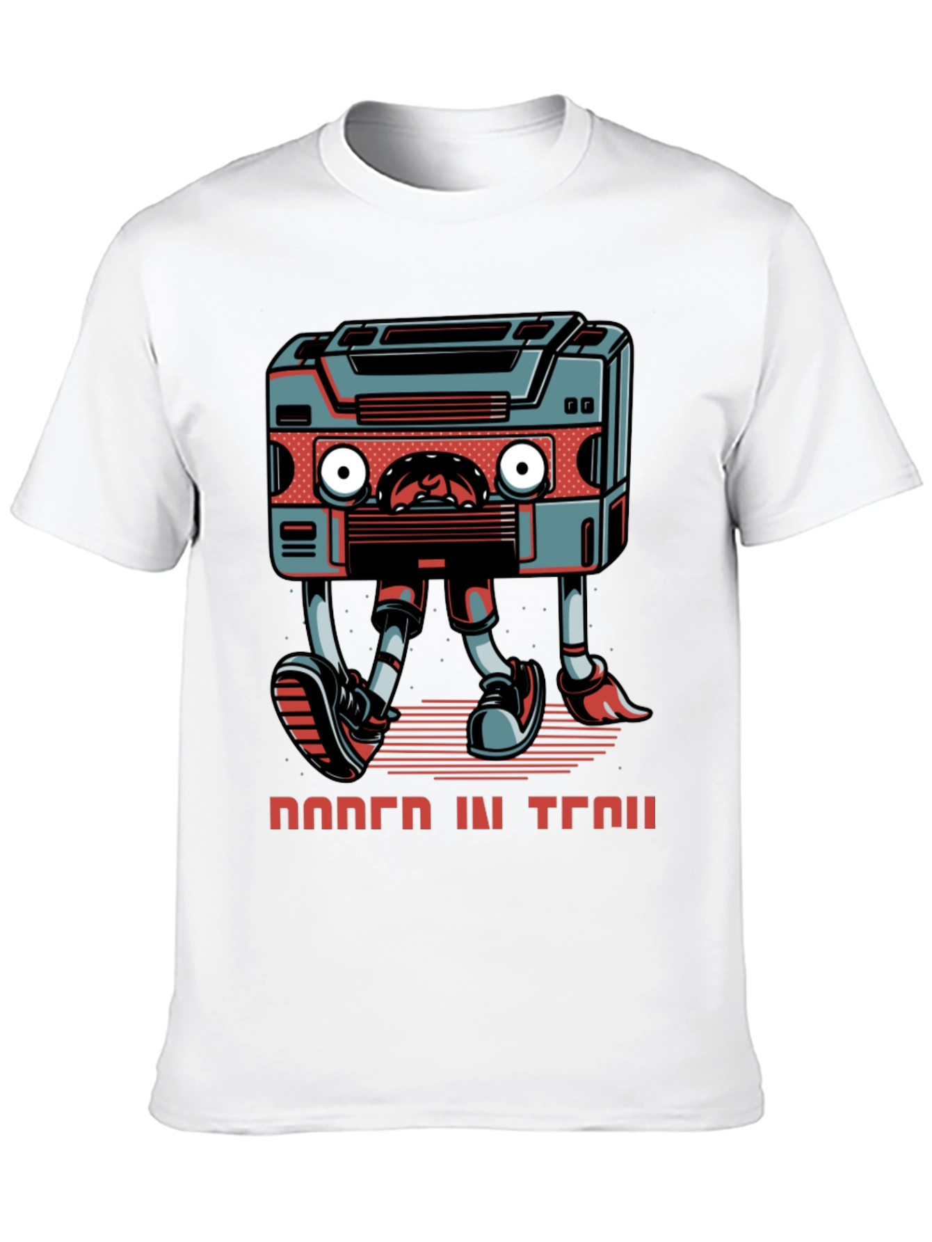 Retro Cassette Player Walking Graphic Tee