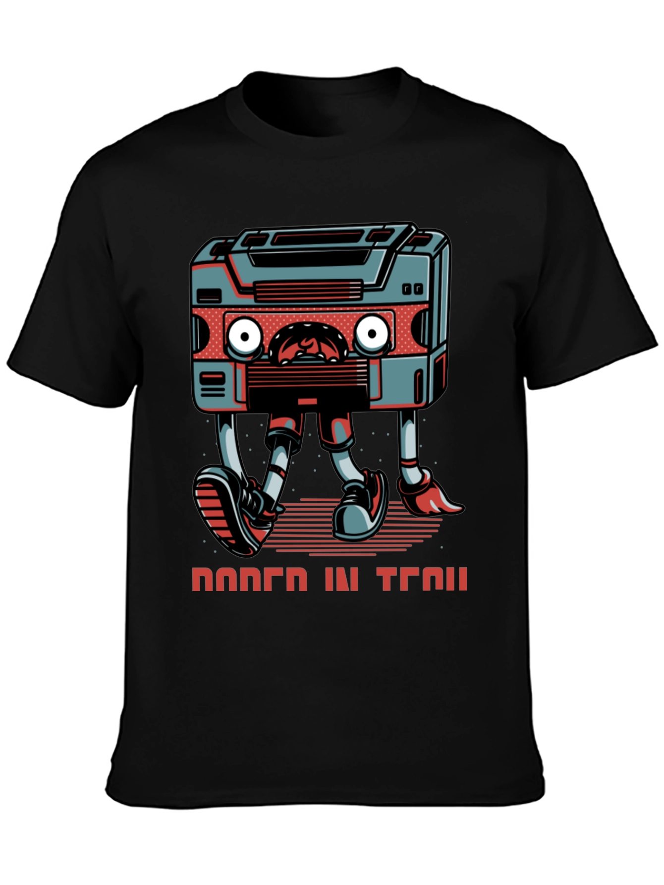 Retro Cassette Player Walking Graphic Tee