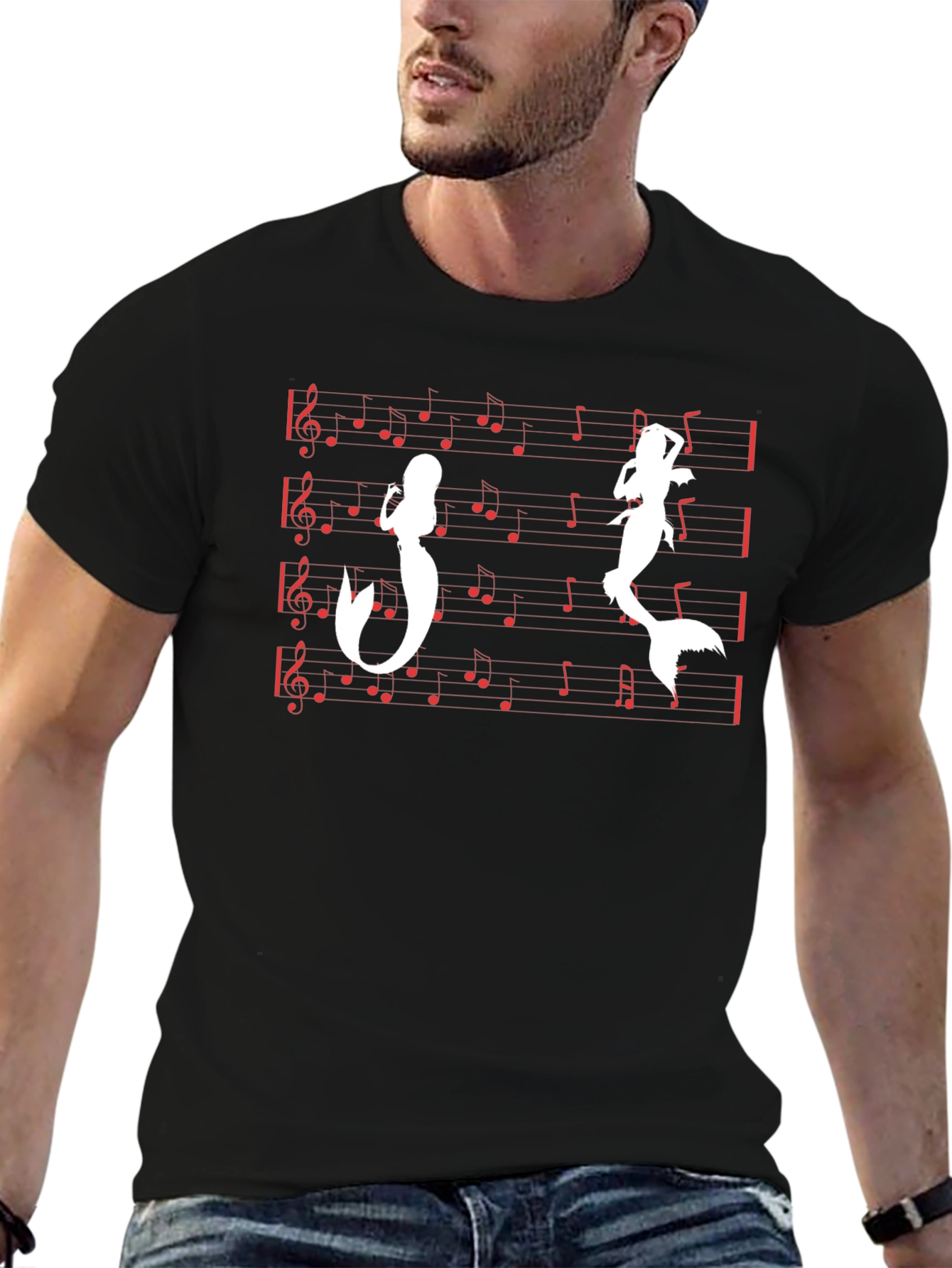 Mermaid Music T-Shirt - Black Cotton Tee
