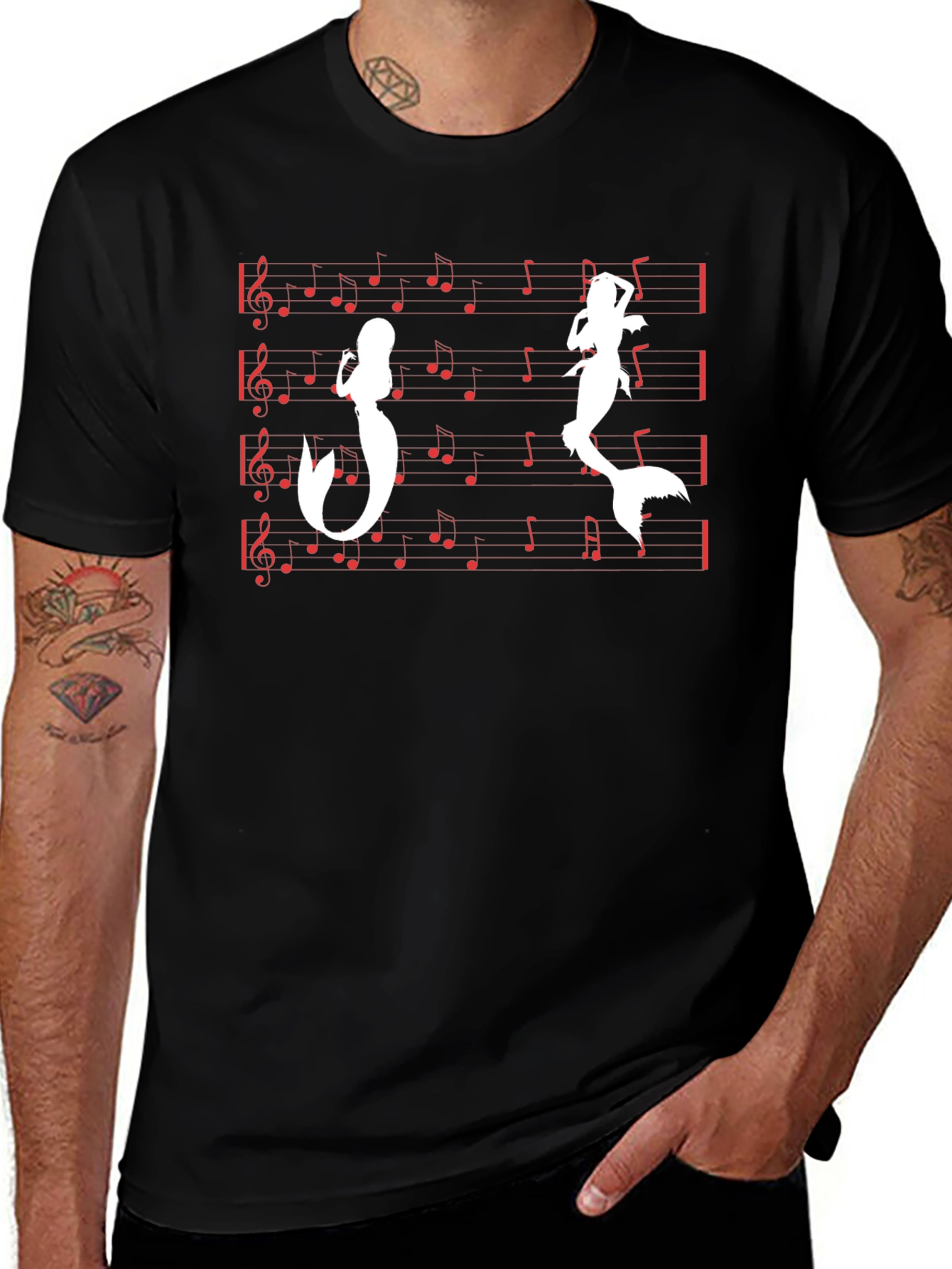 Mermaid Music T-Shirt - Black Cotton Tee
