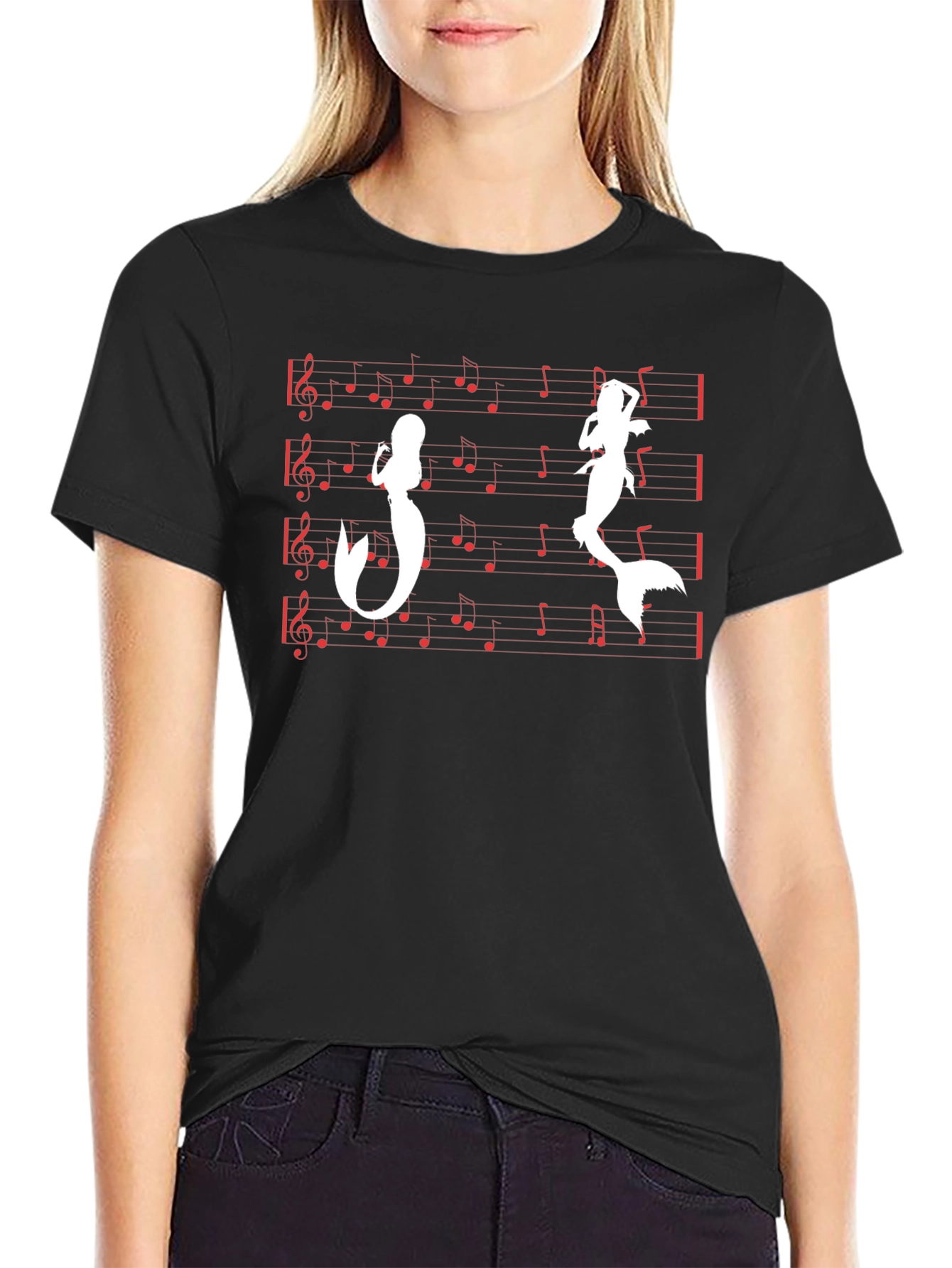 Mermaid Music T-Shirt - Black Cotton Tee