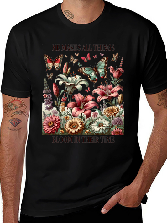 Floral & Butterfly T-Shirt: He Makes All Things Bloom