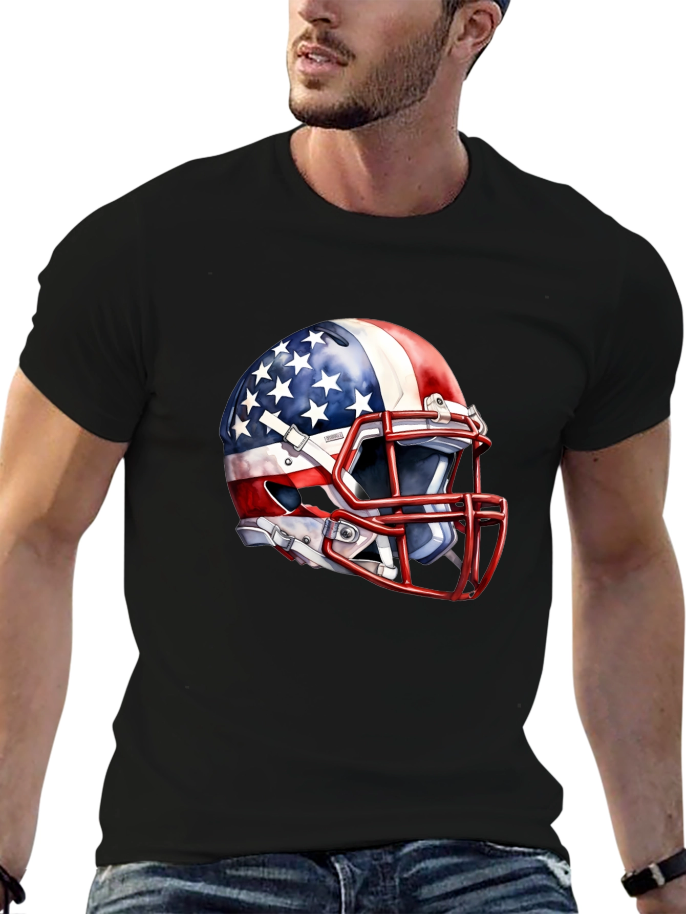 USA Flag Football Helmet Graphic Tee