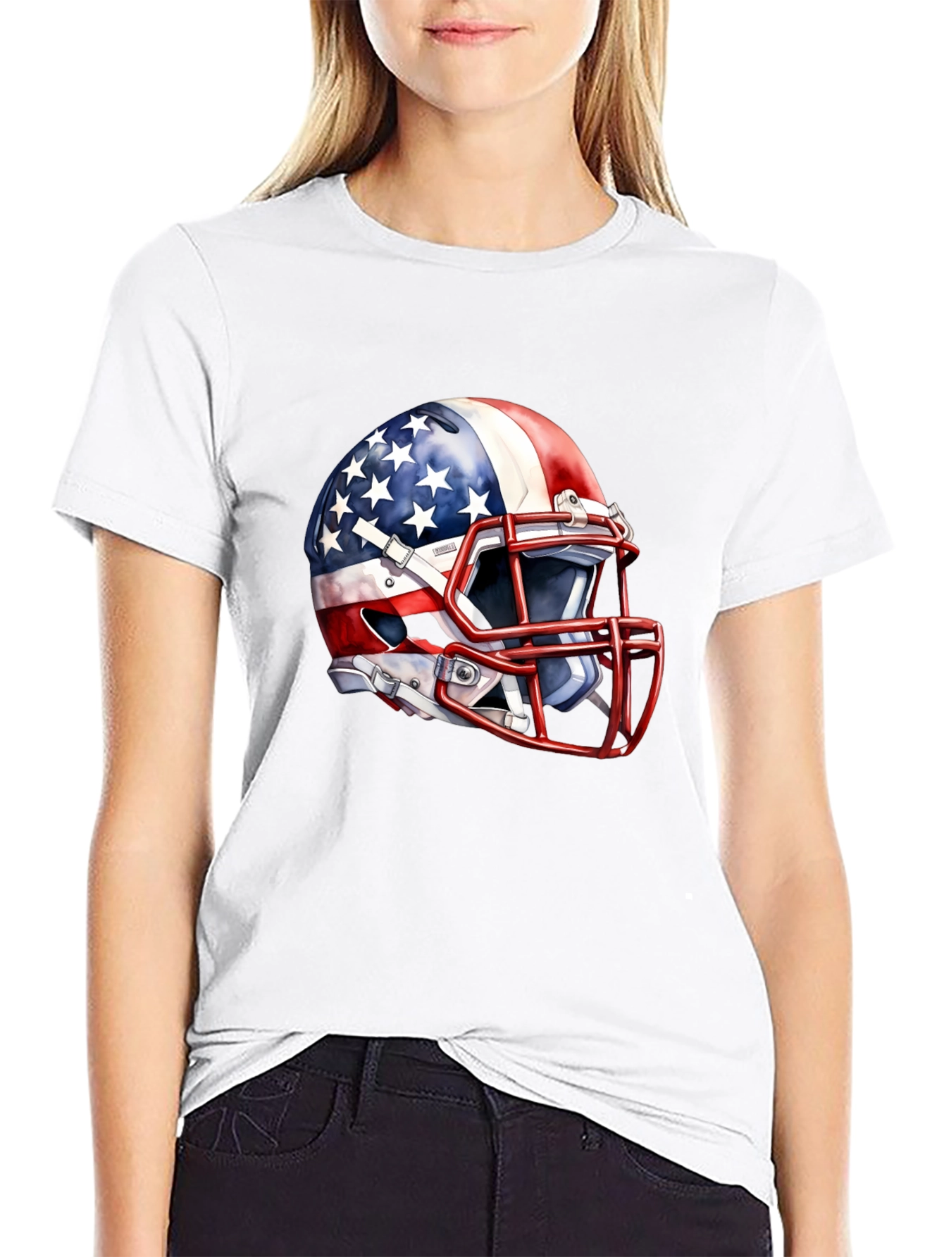 USA Flag Football Helmet Graphic Tee