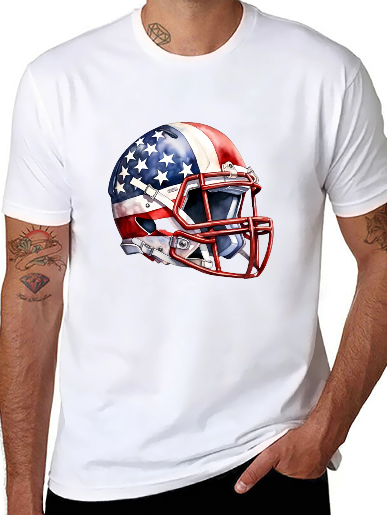 USA Flag Football Helmet Graphic Tee