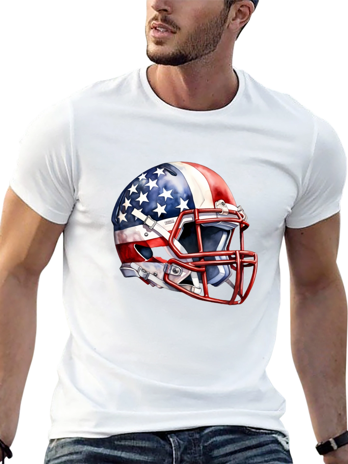 USA Flag Football Helmet Graphic Tee