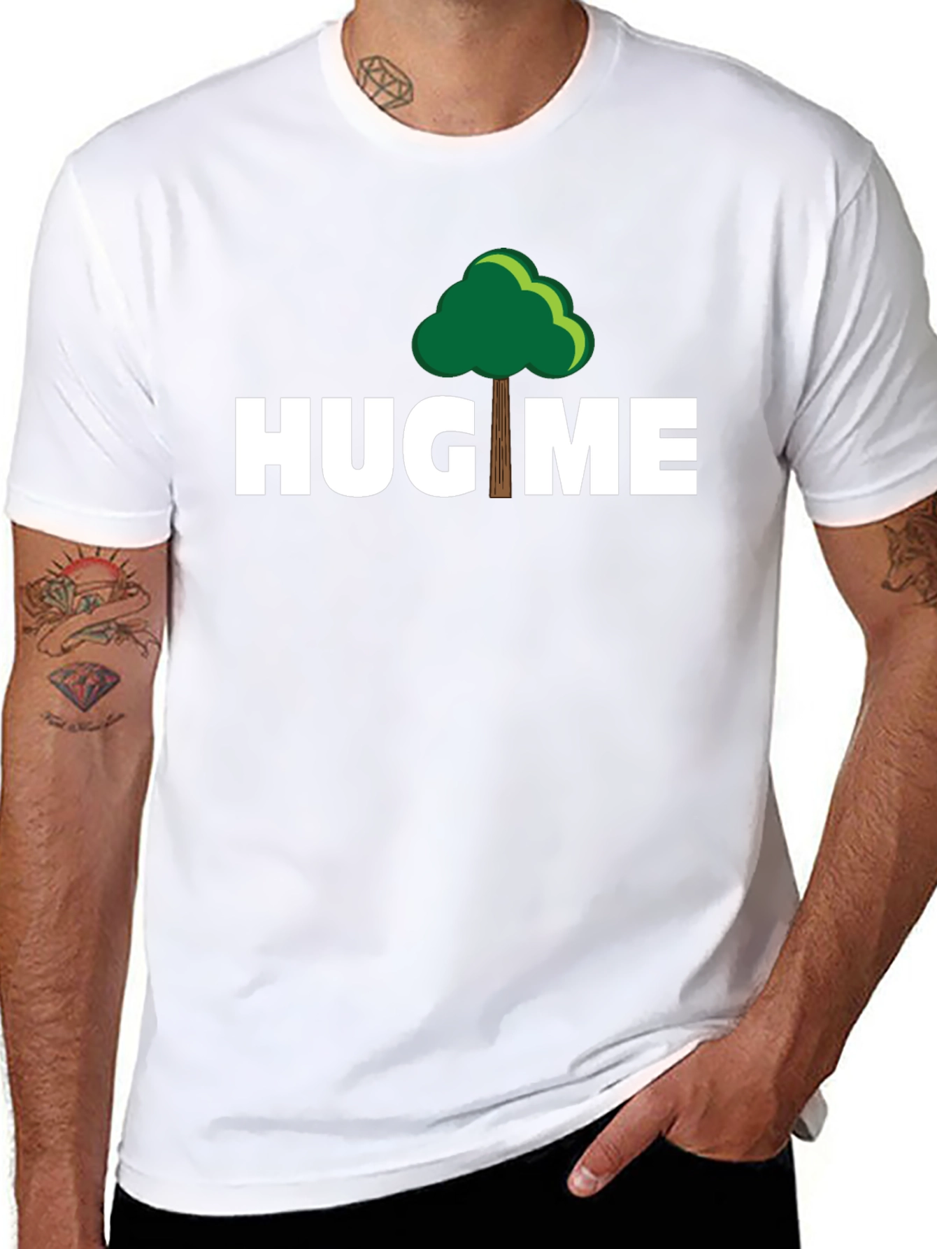 Hug Me Tree Graphic T-Shirt - Eco-Friendly Apparel