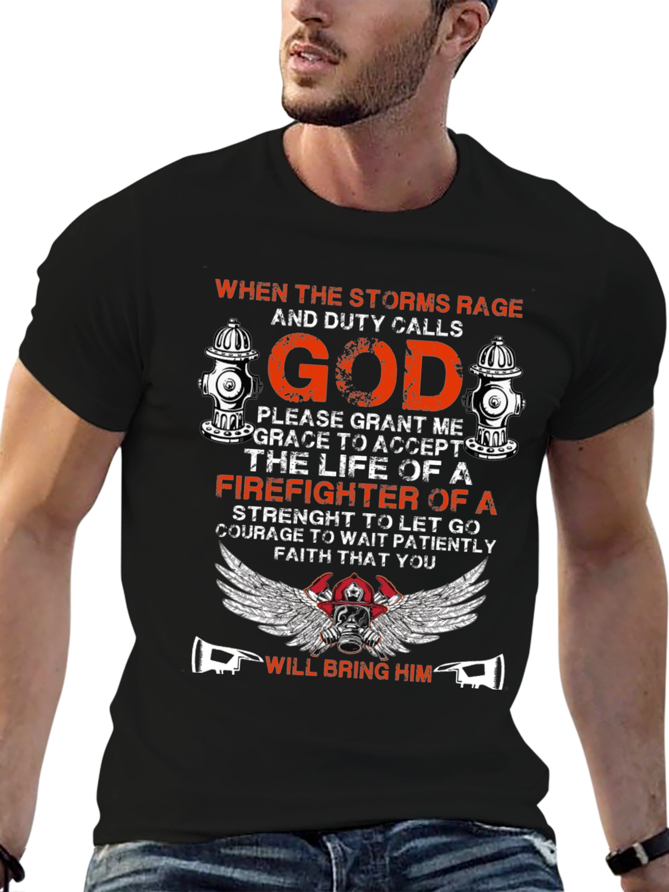 Firefighter God Graphic T-Shirt