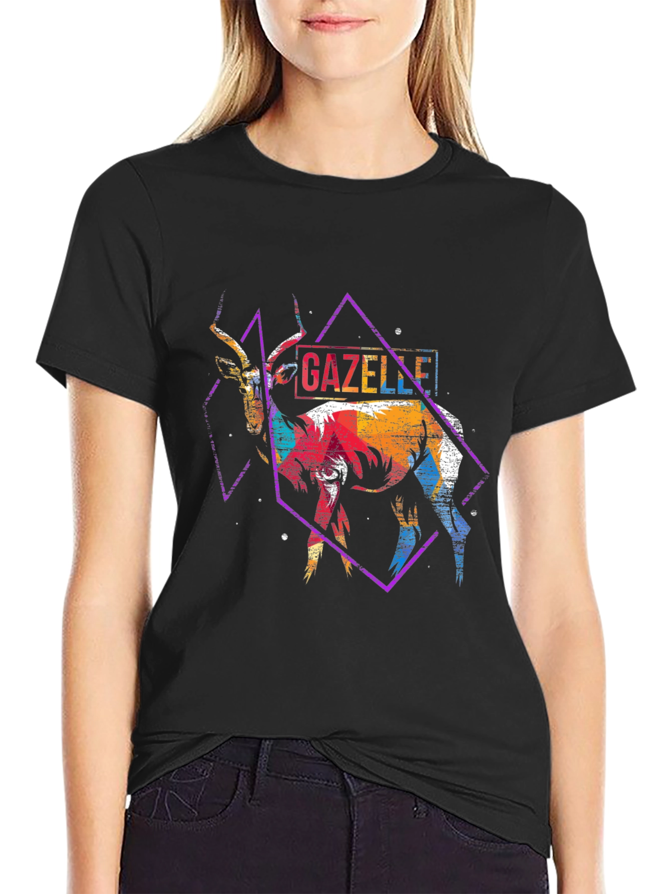 Gazelle Graphic Print Black T-Shirt