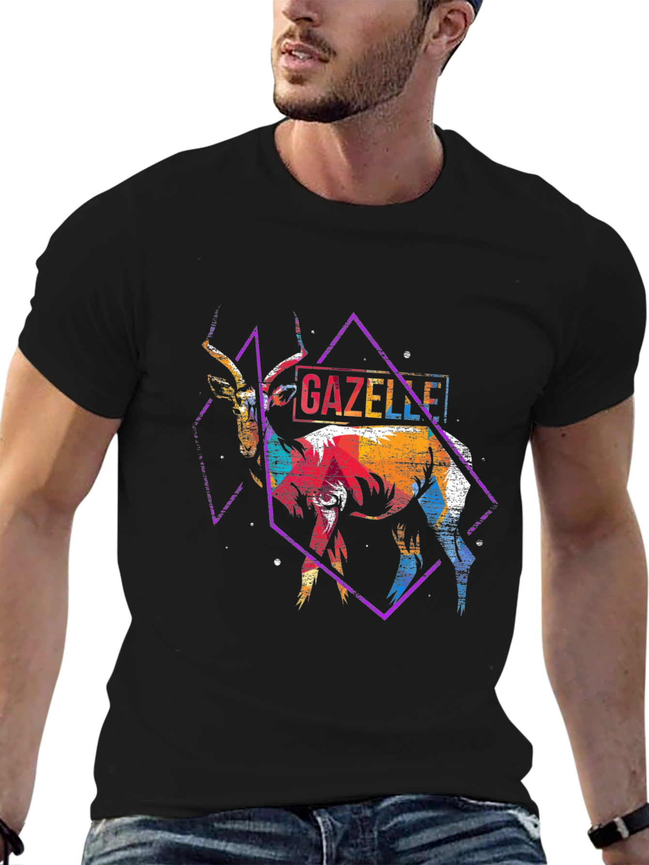 Gazelle Graphic Print Black T-Shirt
