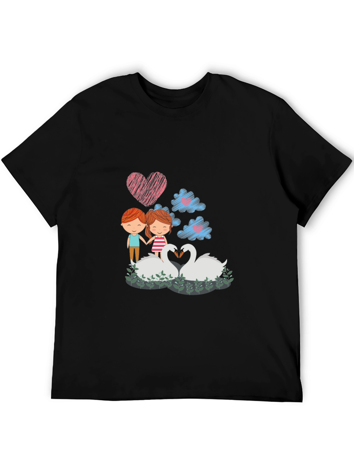 Romantic Swans Couple Graphic Tee