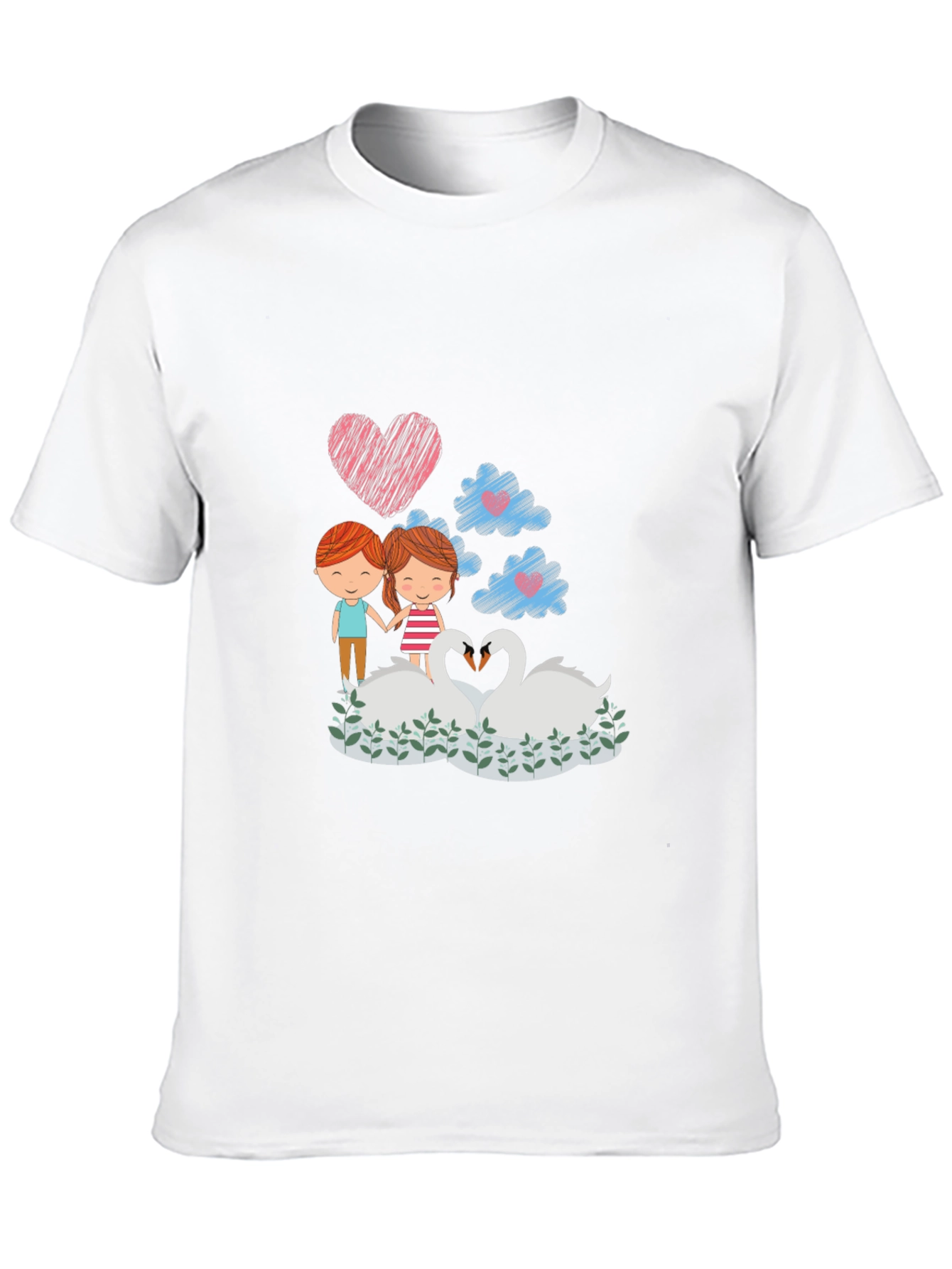 Romantic Swans Couple Graphic Tee