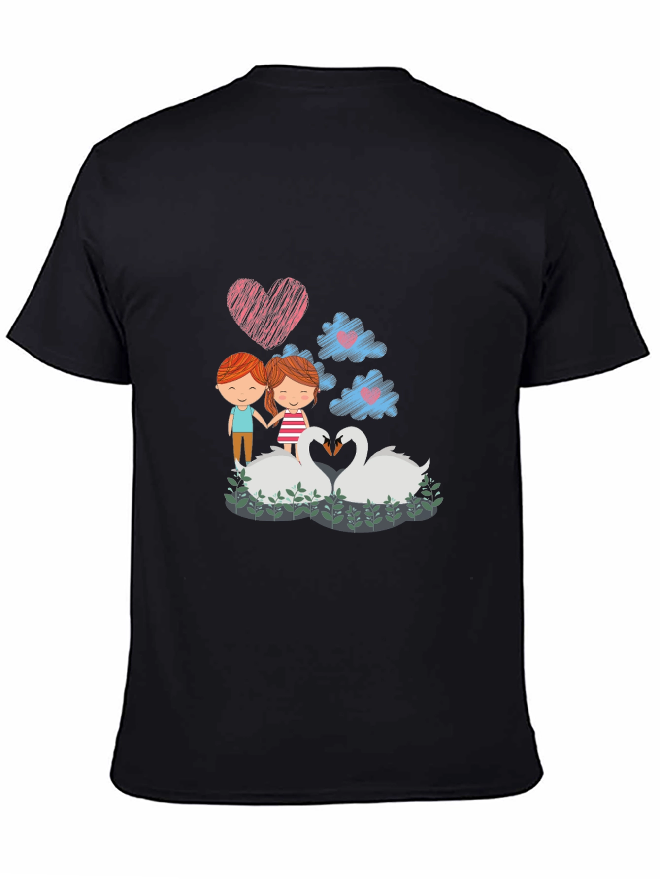 Romantic Swans Couple Graphic Tee