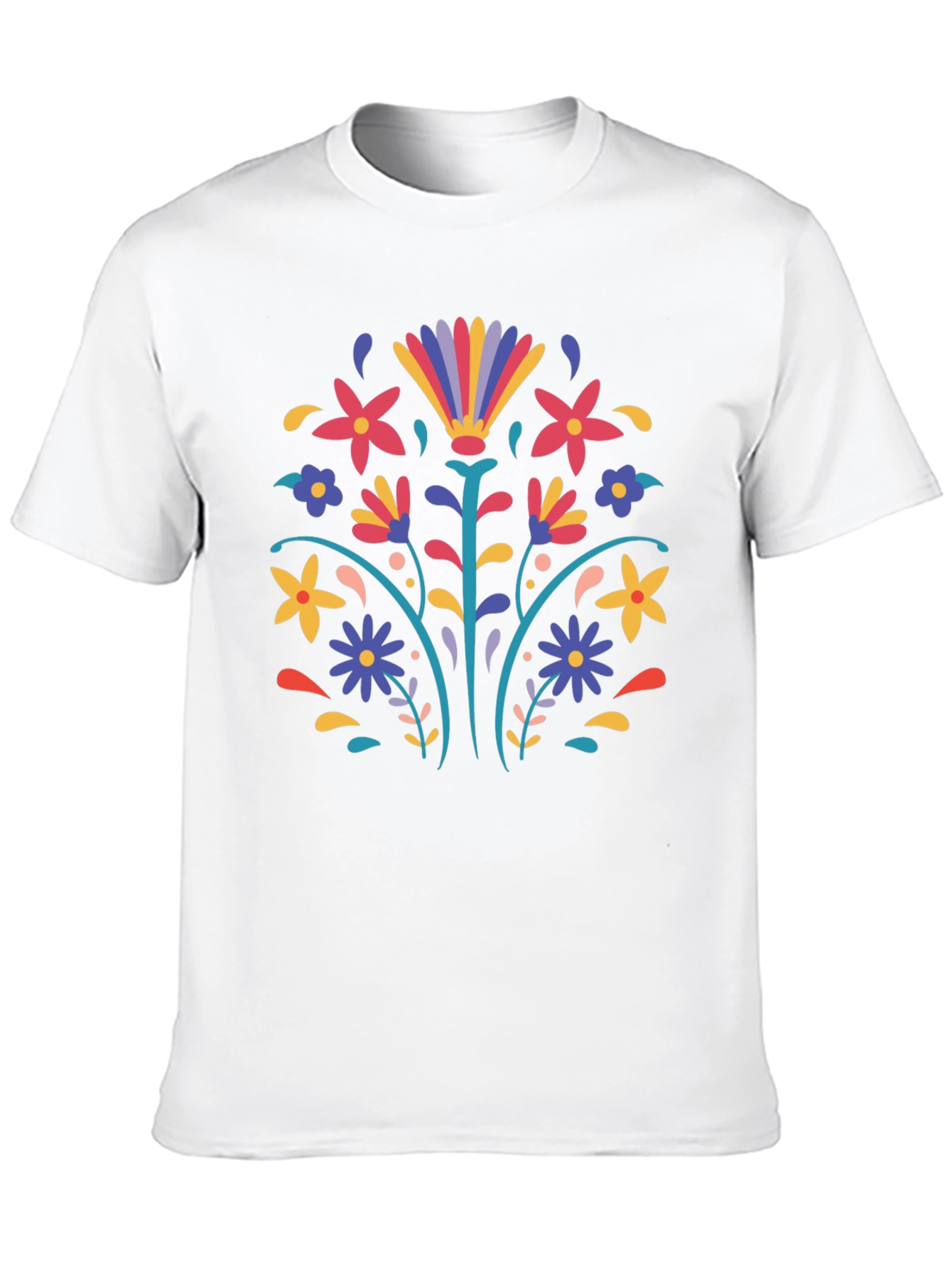 Floral Folk Art Black T-Shirt