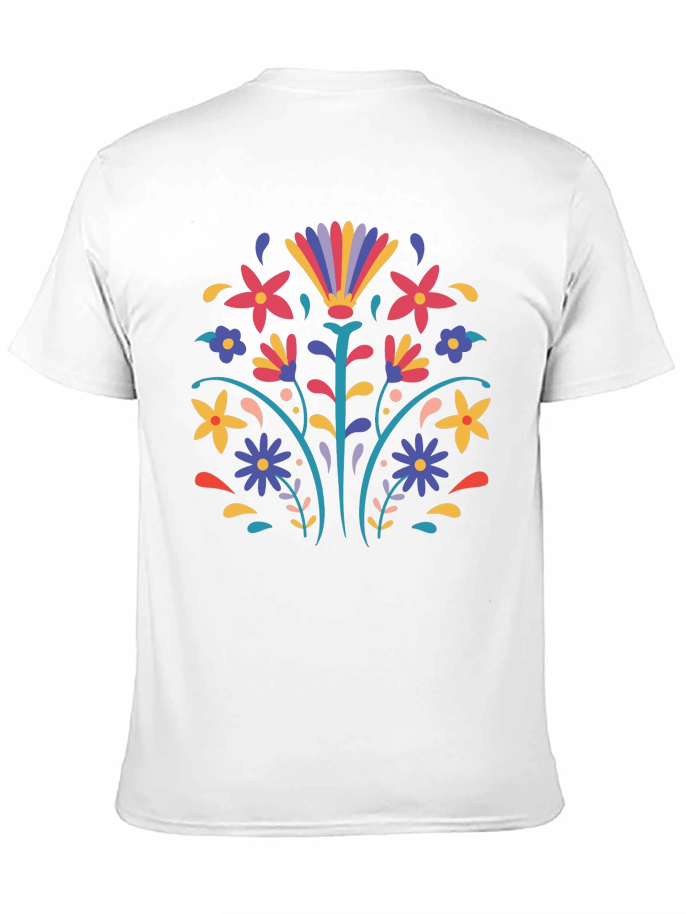 Floral Folk Art Black T-Shirt
