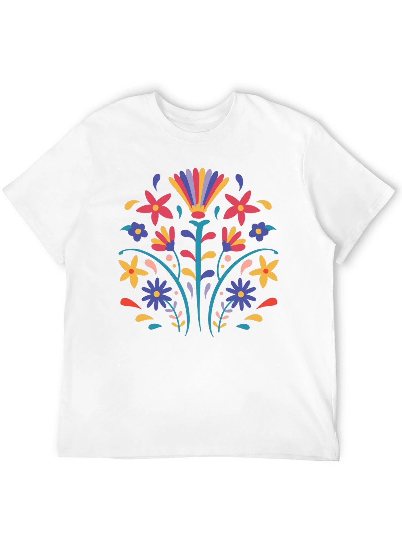 Floral Folk Art Black T-Shirt