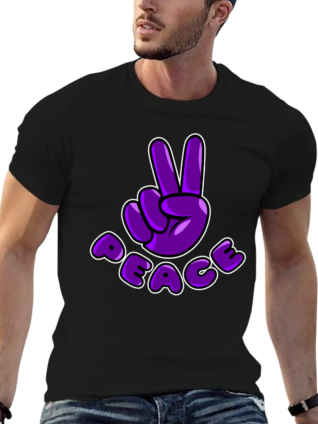 Peace Sign T-Shirt - Purple Cartoon Design