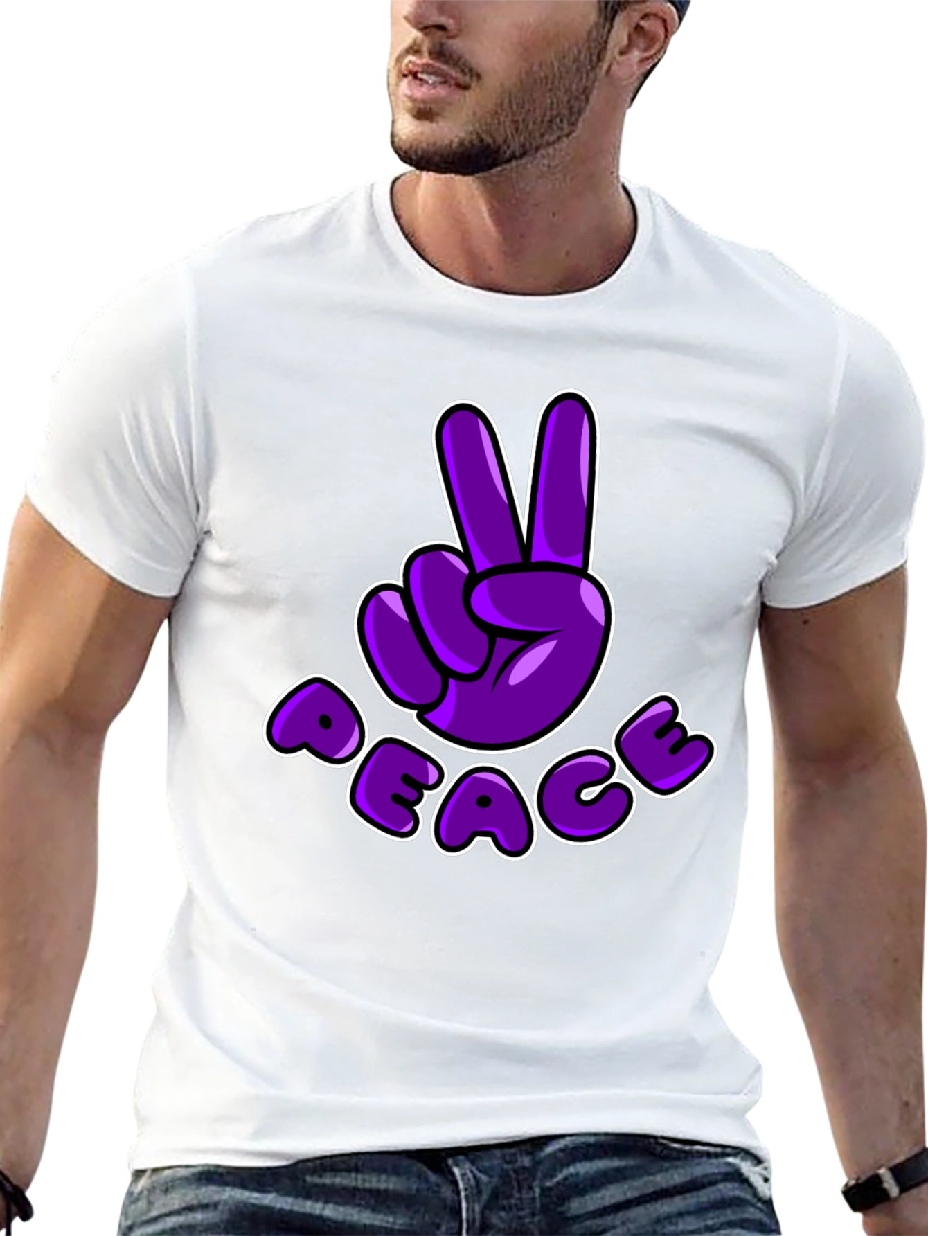 Peace Sign T-Shirt - Purple Cartoon Design