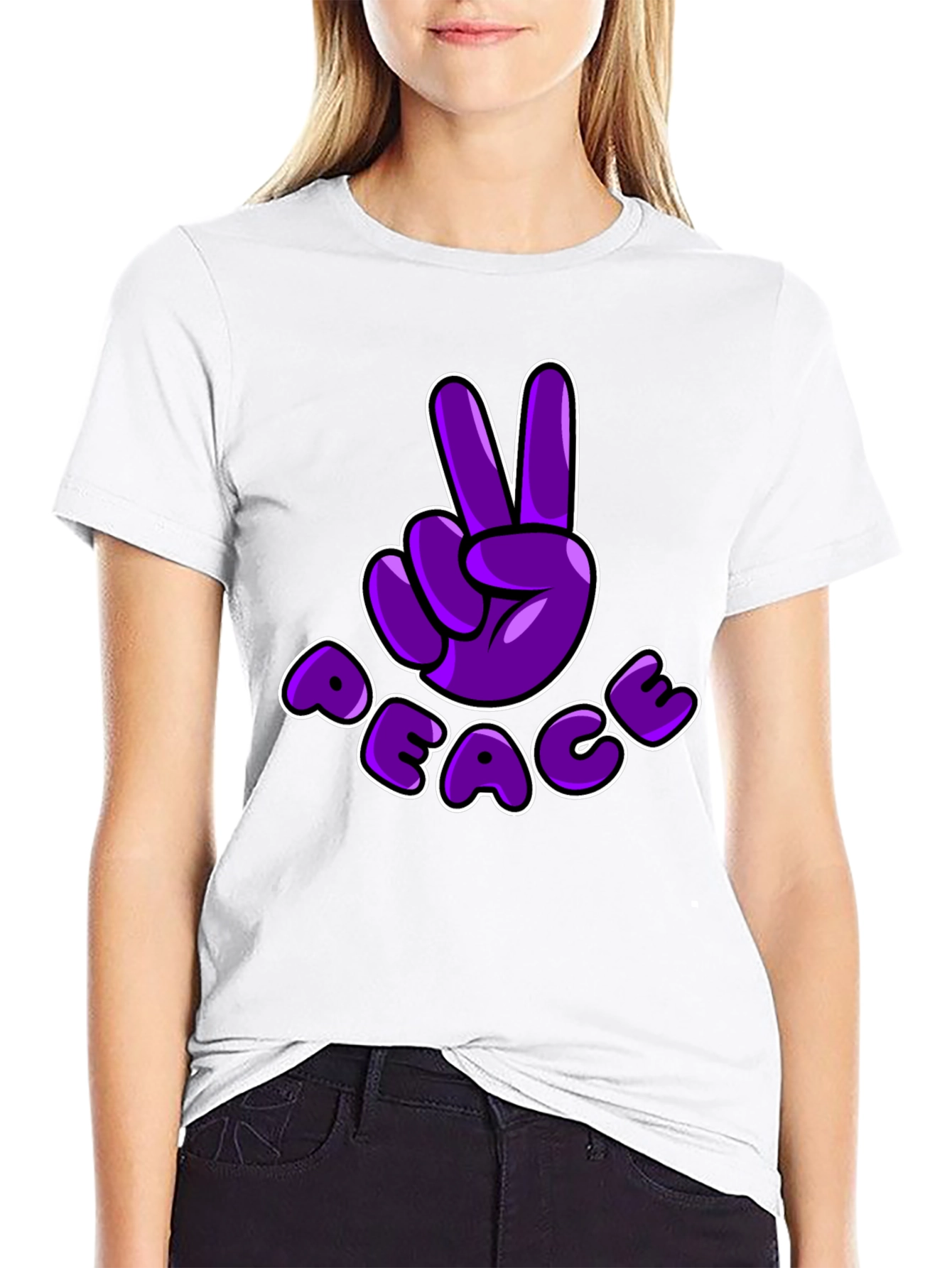 Peace Sign T-Shirt - Purple Cartoon Design