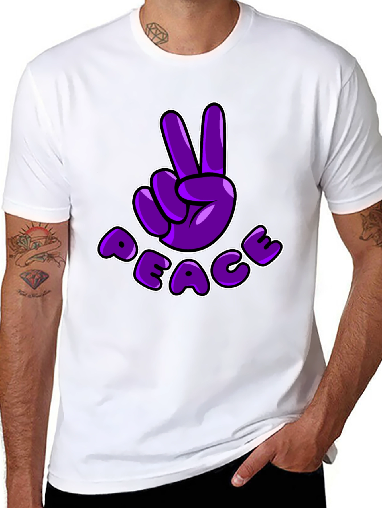 Peace Sign T-Shirt - Purple Cartoon Design