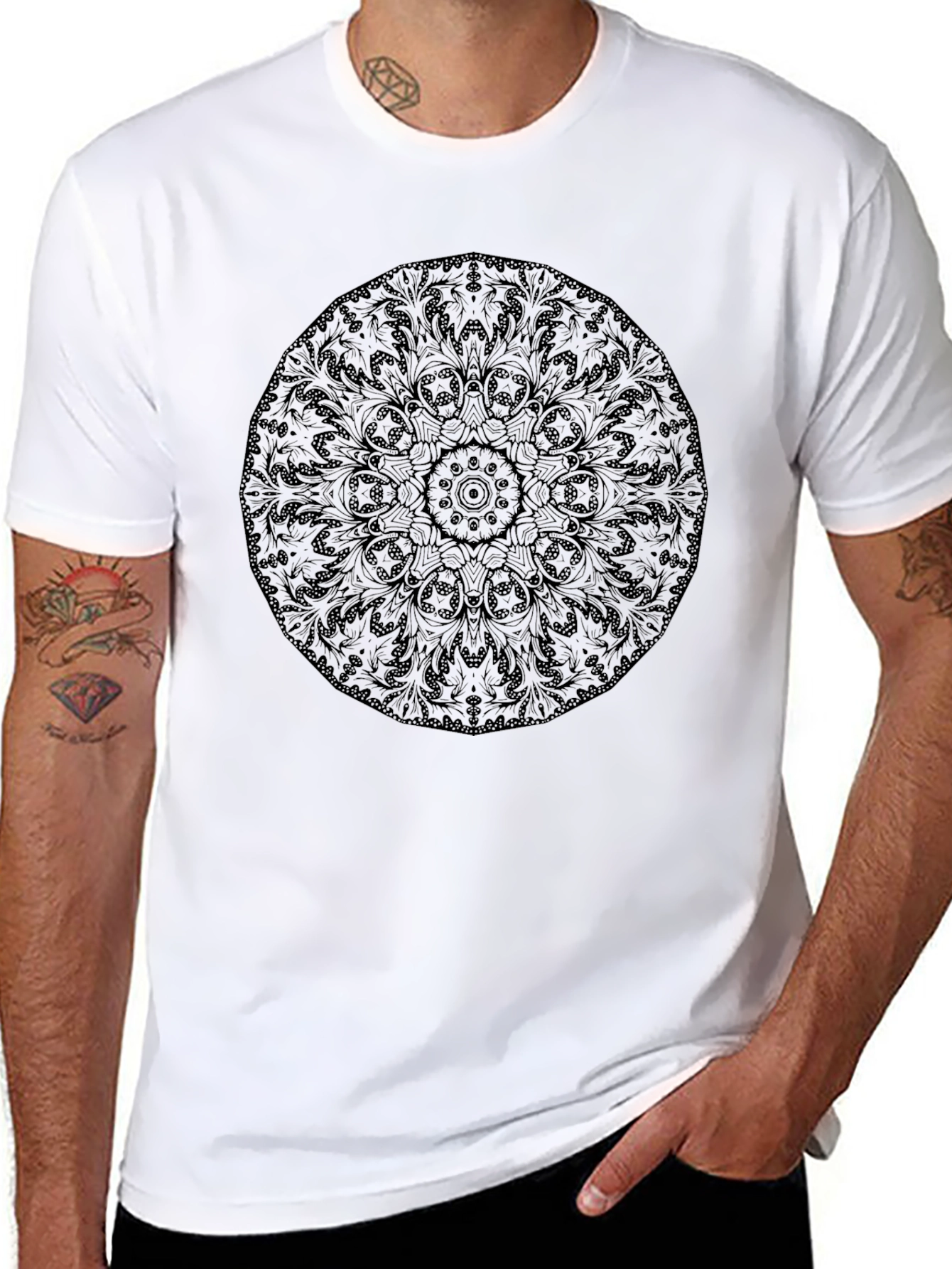 Black Mandala Graphic Tee - Mens
