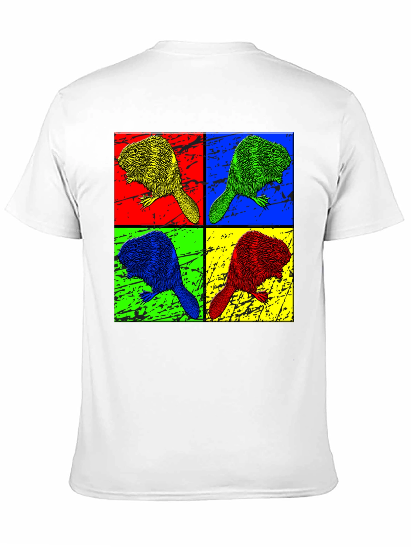 Pop Art Beaver Graphic Print Crew Neck T-Shirt
