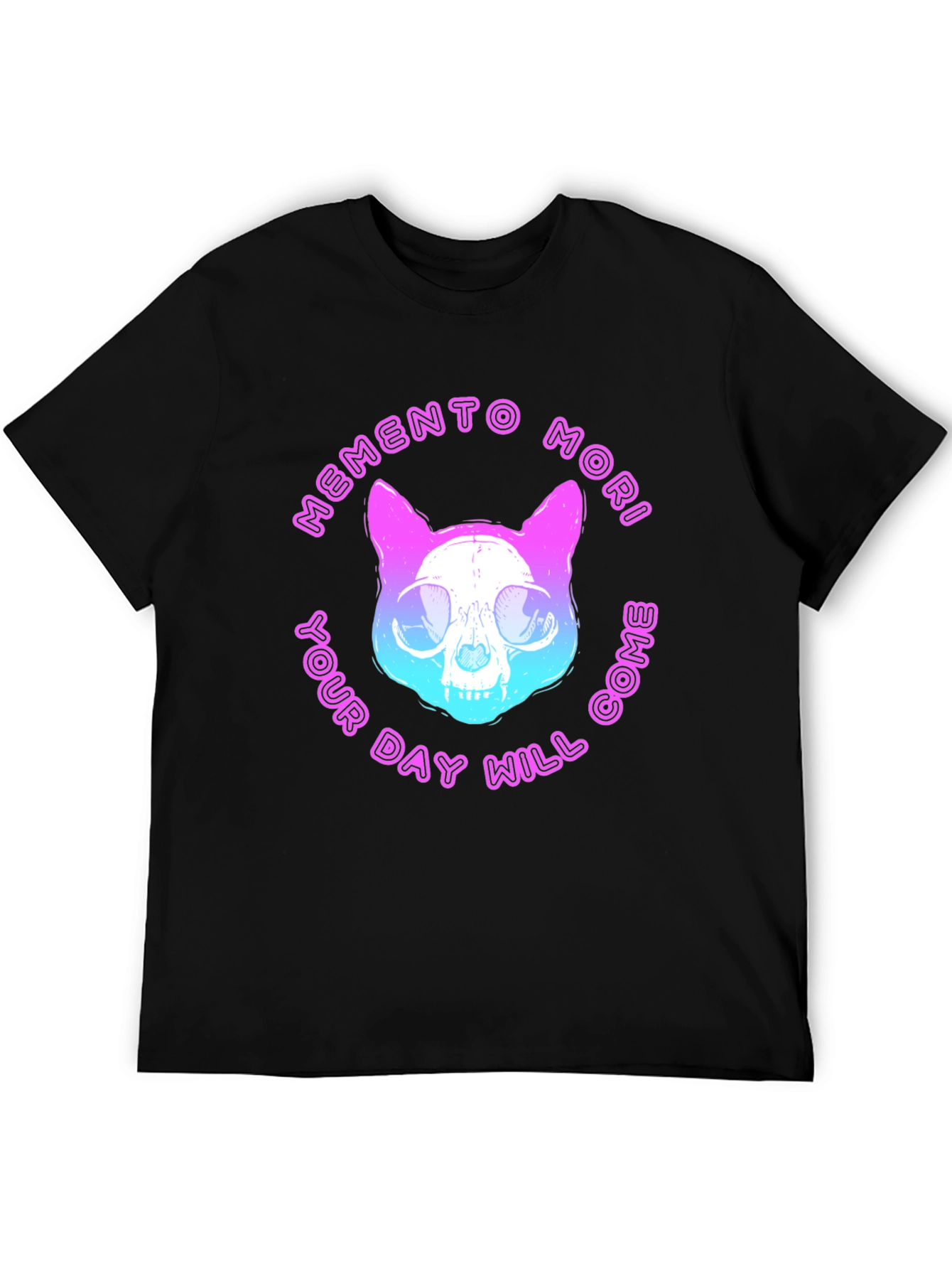 Memento Mori Cat Skull Graphic T-Shirt